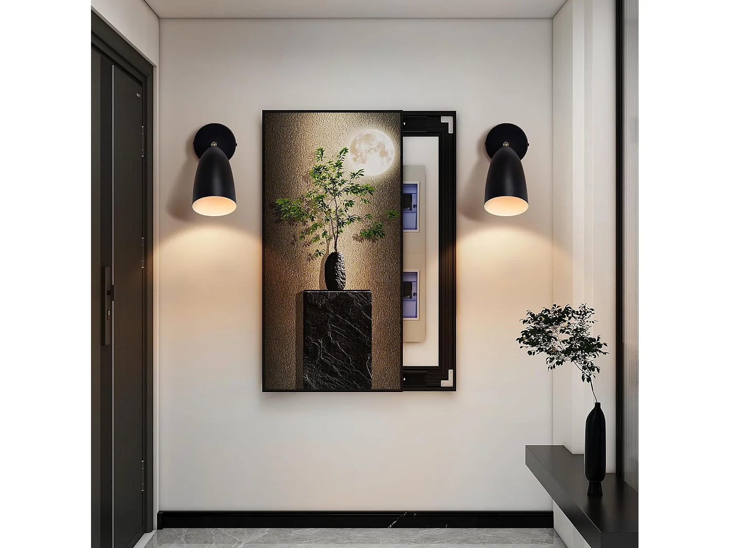 NETTLIFE Inwendige zwarte muurapplikatie - Vintage muurspot voor retro slaapkamer, GU10 zonder gloeilamp