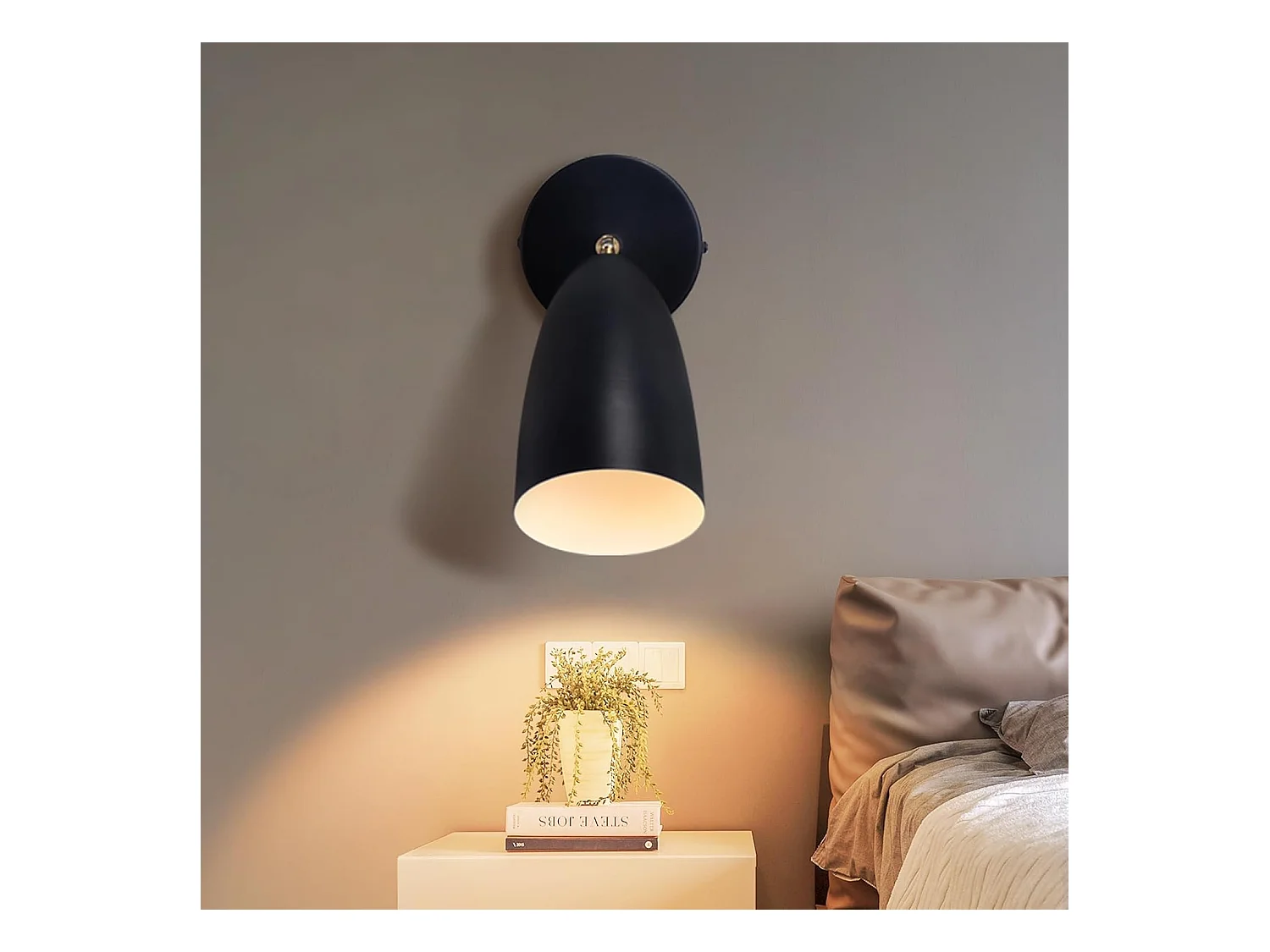 NETTLIFE Applique murale d'intérieur noire - spot mural vintage pour chambre à coucher rétro GU10 sans ampoule