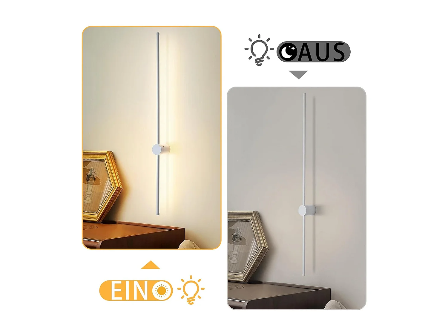 NETTLIFE applique murale LED applique intérieure moderne 100 cm blanc chaud 3000 K orientable