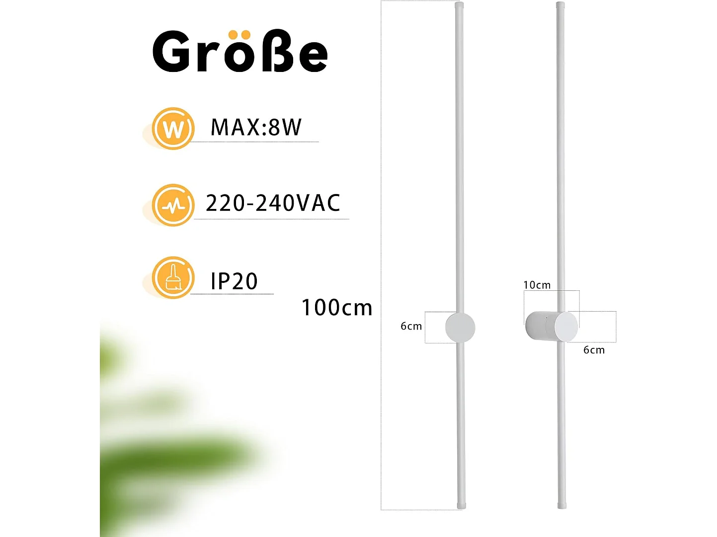 NETTLIFE Kinkiet LED nowoczesne oświetlenie wewnętrzne 100 cm ciepła biel 3000 K z możliwością regulacji