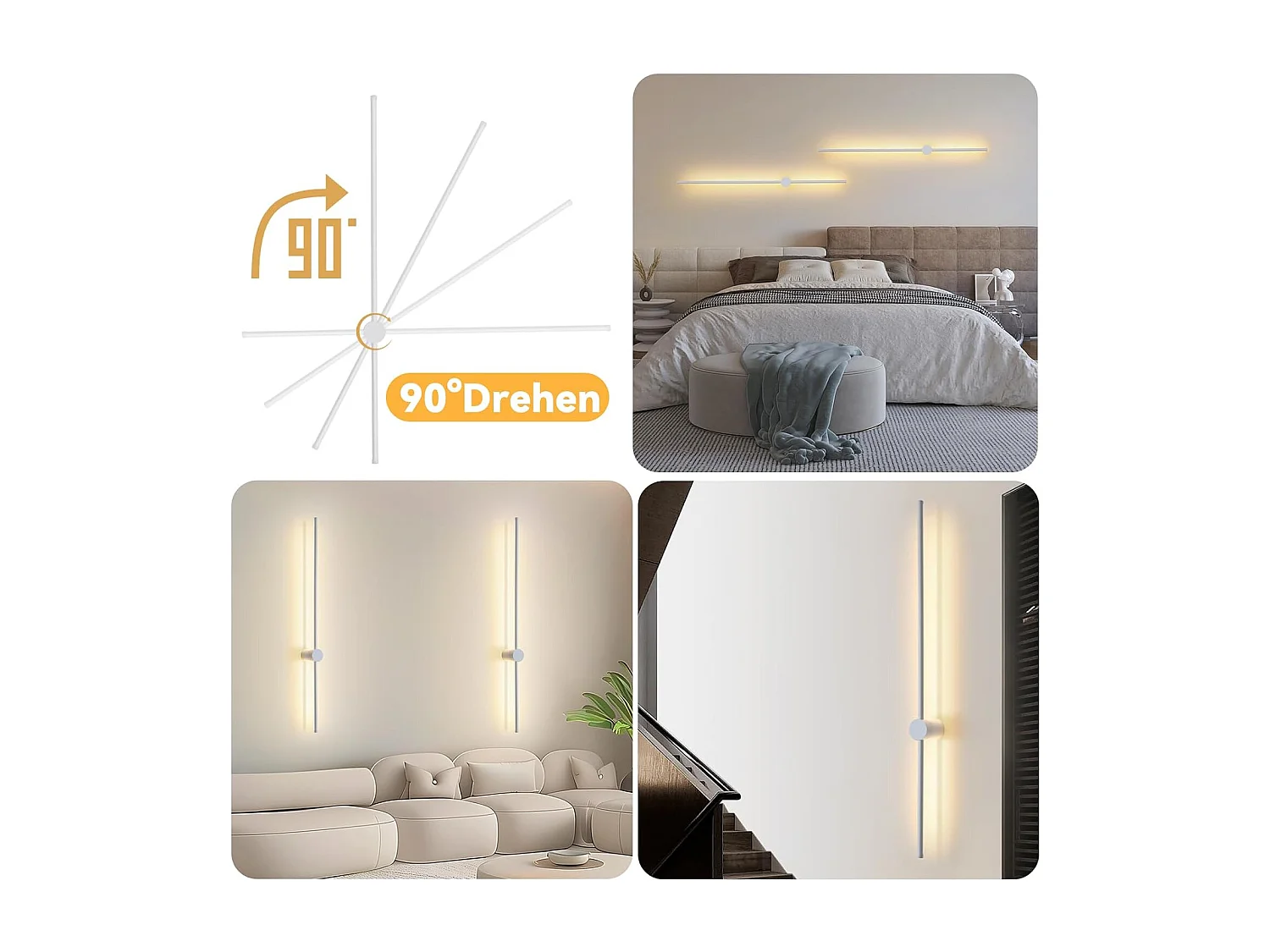 NETTLIFE applique murale LED applique intérieure moderne 100 cm blanc chaud 3000 K orientable