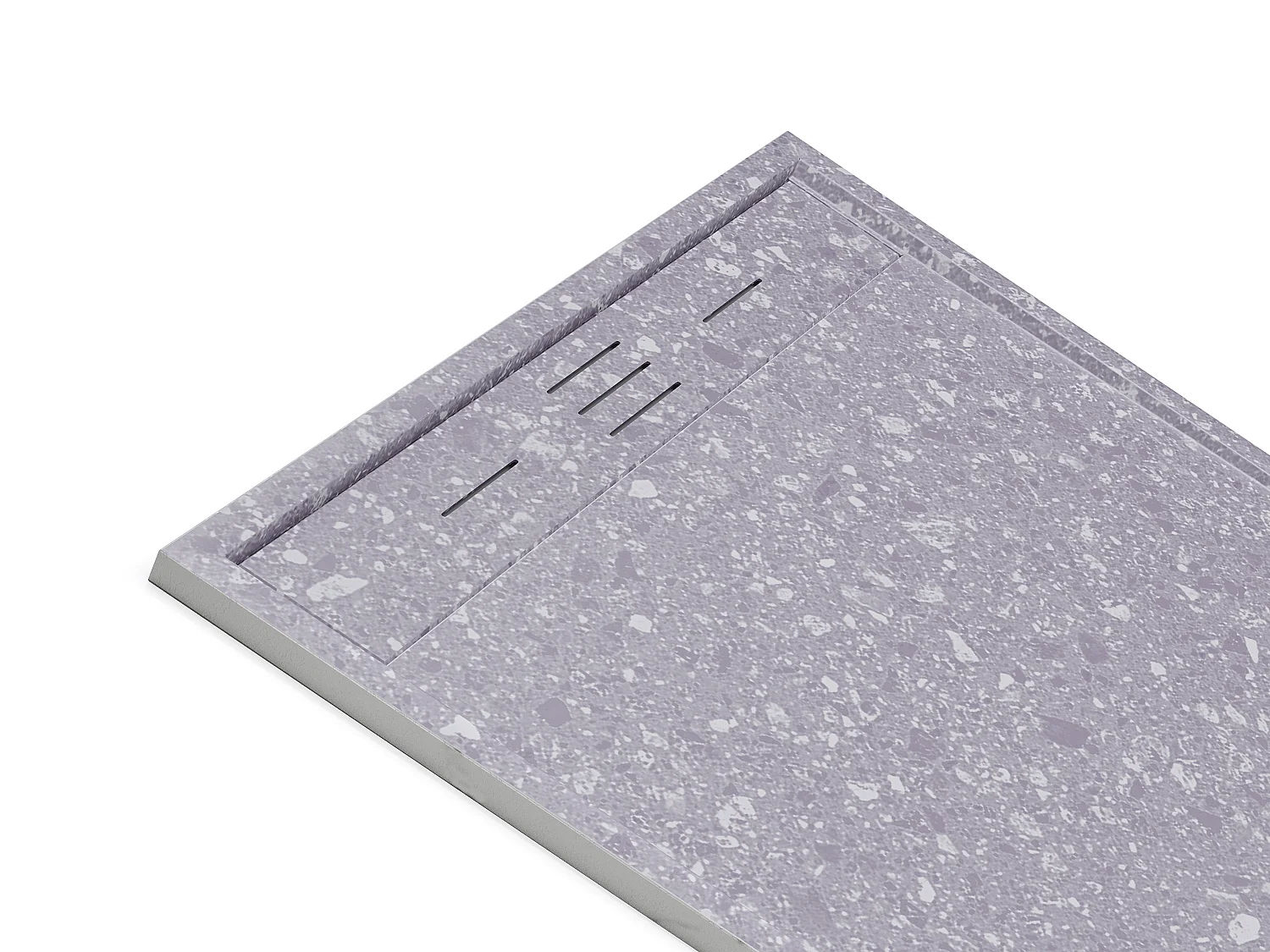 Receveur de douche extra plat à poser ou à encastrer recoupable en résine SMC - Effet Terrazzo gris - 120 x 90 cm - LYROSA