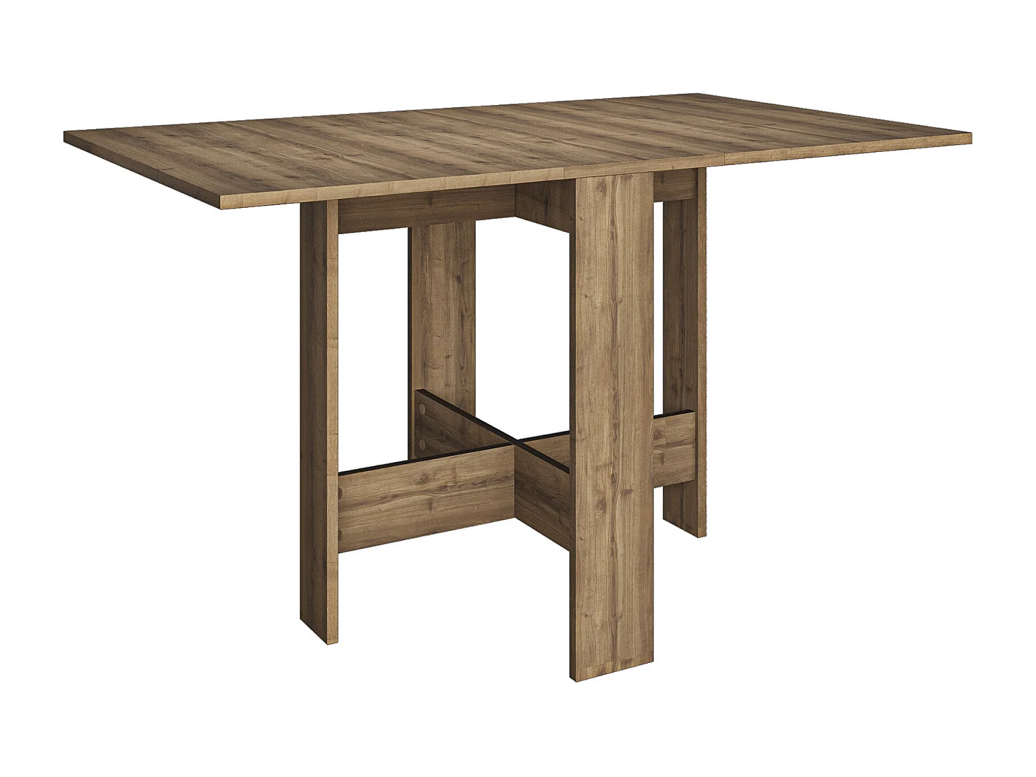 Decortie Chêne Foncé 76x130x73.4cm Table à manger pliante pour 4 personnes, panneau de particules, rectangulaire, Artemio
