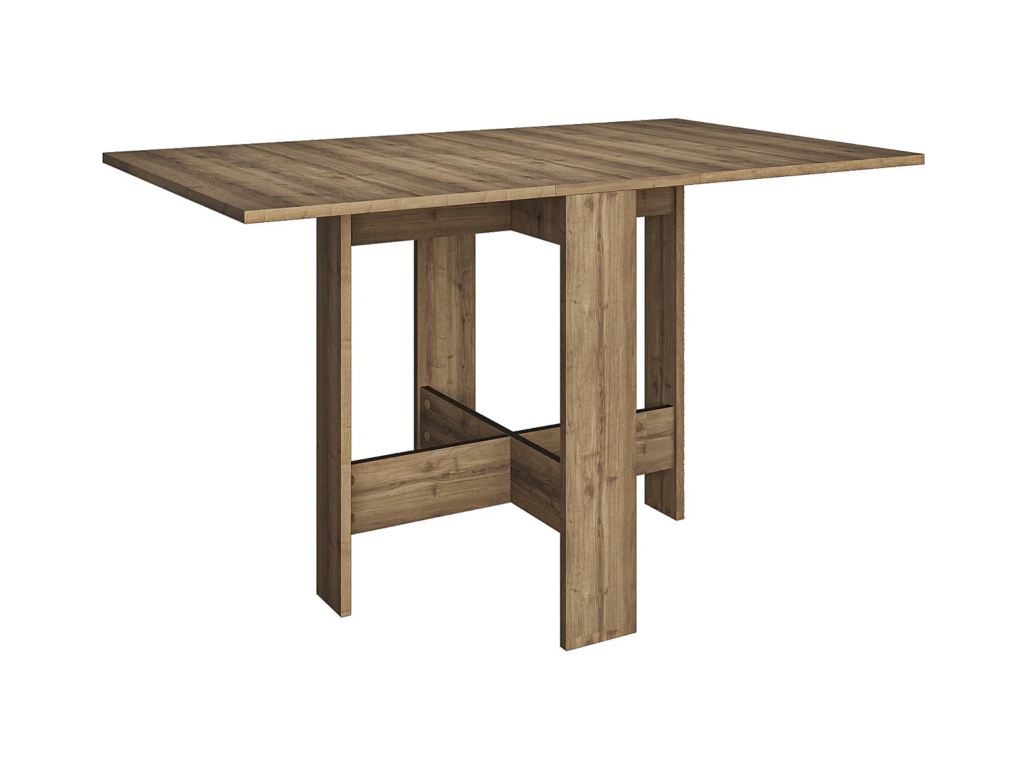 Decortie Chêne Foncé 76x130x73.4cm Table à manger pliante pour 4 personnes, panneau de particules, rectangulaire, Artemio