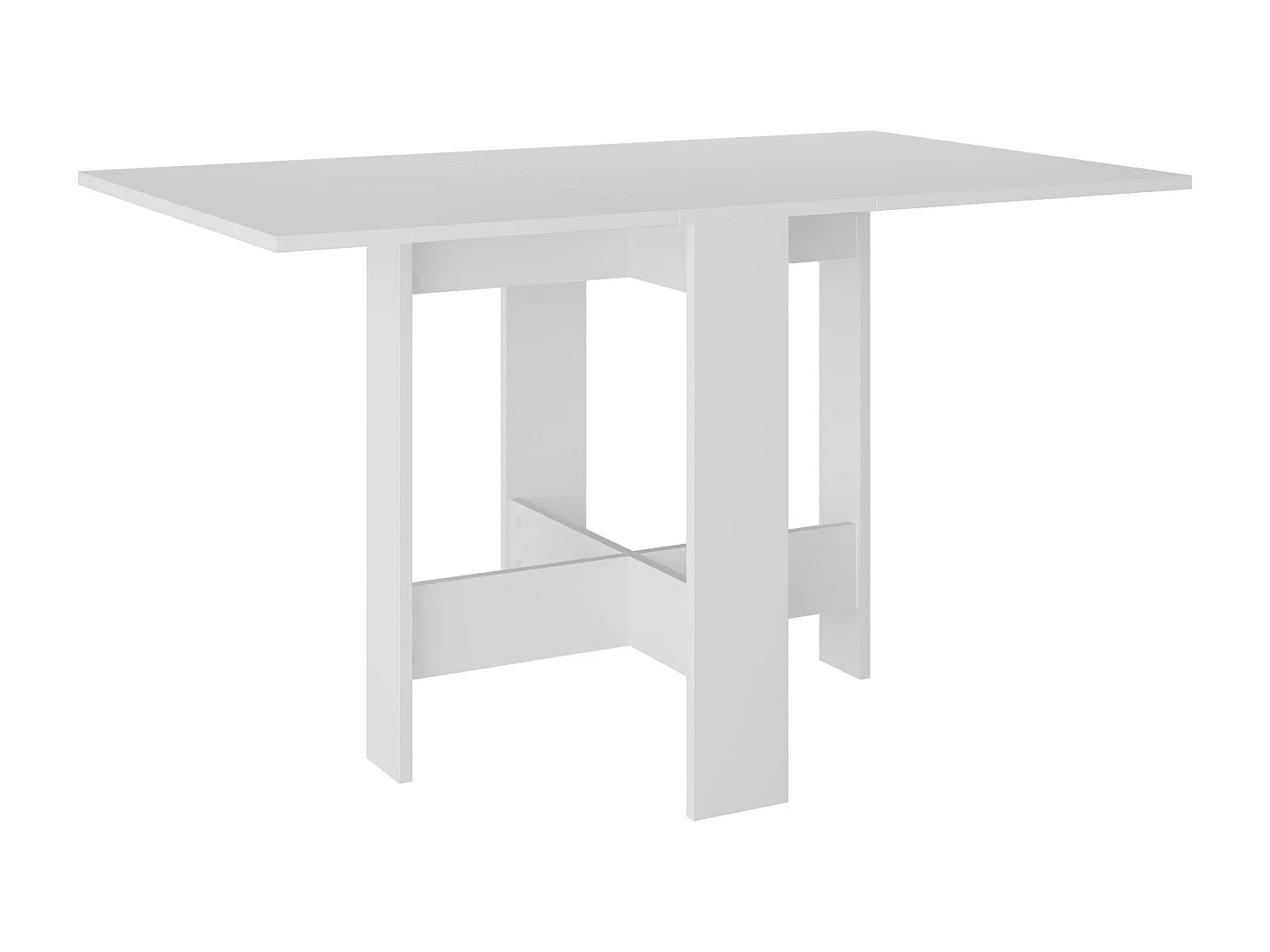 Decortie Blanc 76x130x73.4cm Table à manger pliante pour 4 personnes, panneau de particules, rectangulaire, Artemio