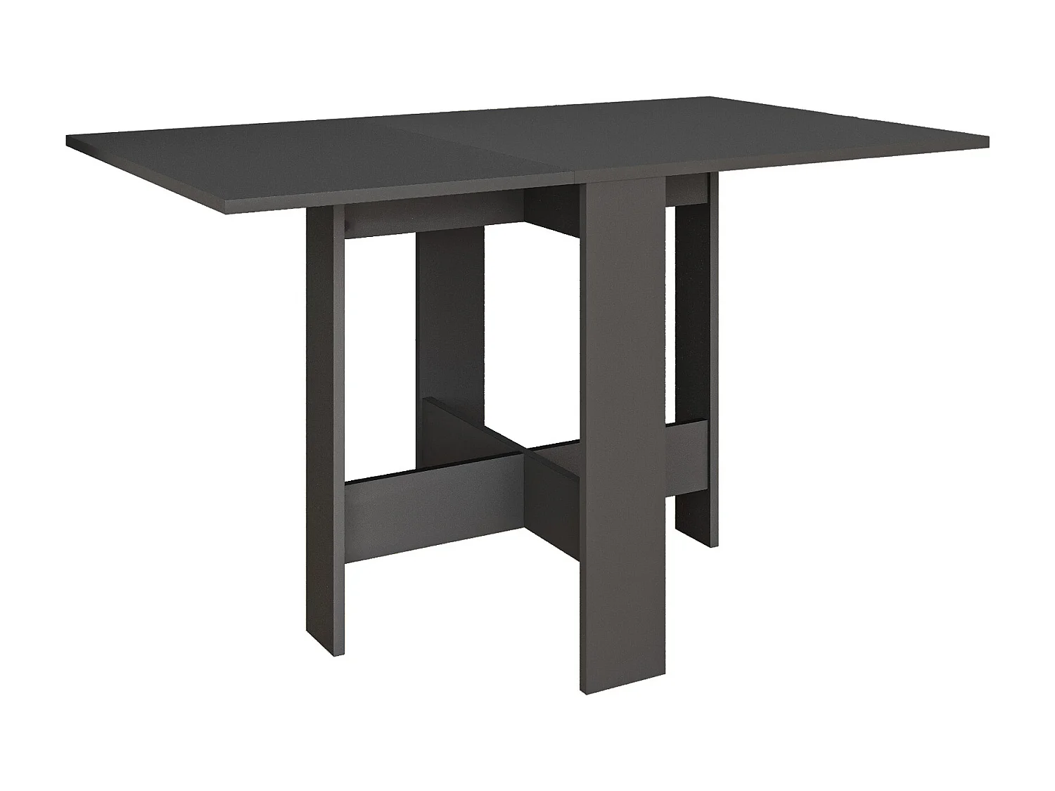 Decortie Gris Anthracite 76x130x73.4cm Table à manger pliante pour 4 personnes, panneau de particules, rectangulaire, Artemio