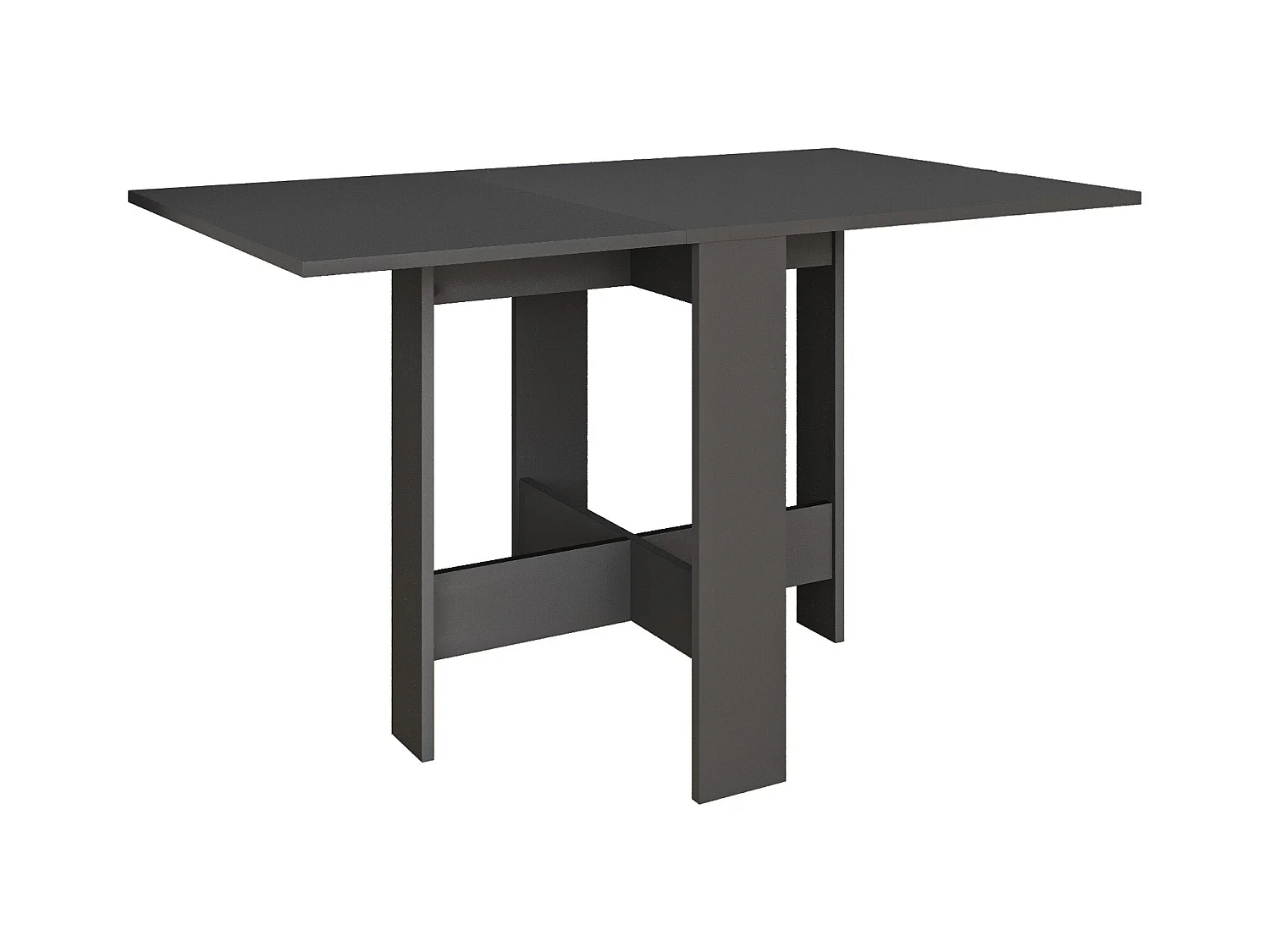 Decortie Gris Anthracite 76x130x73.4cm Table à manger pliante pour 4 personnes, panneau de particules, rectangulaire, Artemio