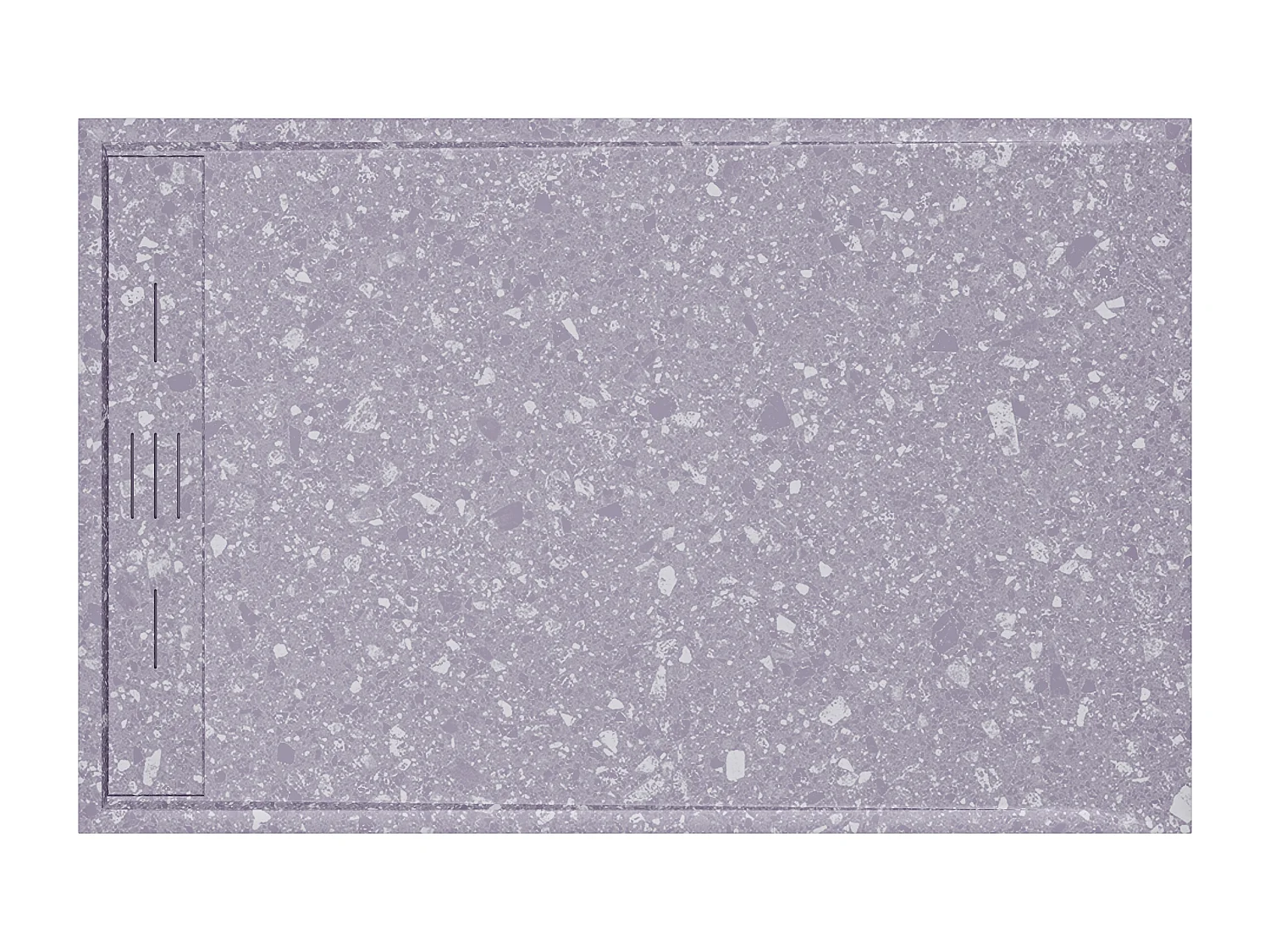 Receveur de douche extra plat à poser ou à encastrer recoupable en résine SMC - Effet Terrazzo gris - 140 x 90 cm - LYROSA