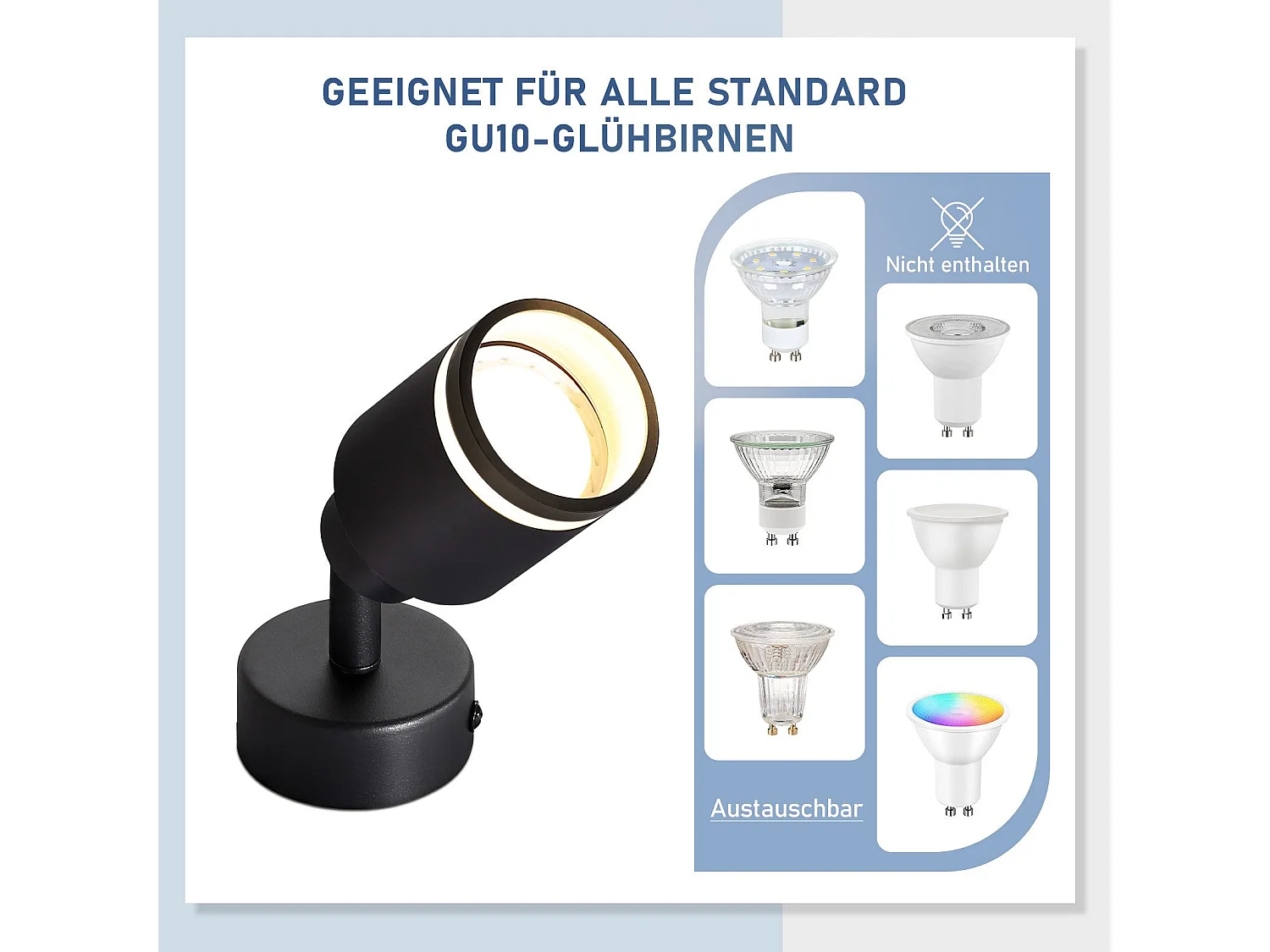NETTLIFE Opbouwspot GU10 Fitting 1-Lichts cilinder Zwart Moderne Plafondlamp L 6cm  355° kantelbaar Plafondspot voor Woonkamer Slaafkamer Gang Zonder Lichtborn