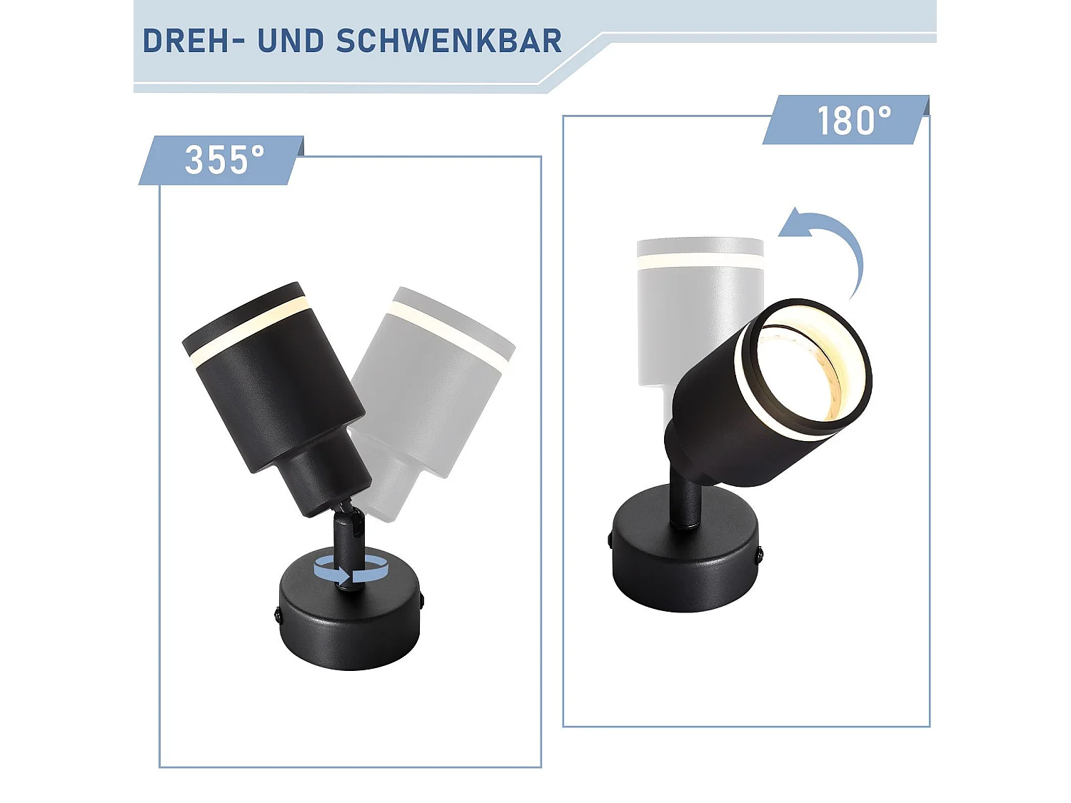 NETTLIFE Opbouwspot GU10 Fitting 1-Lichts cilinder Zwart Moderne Plafondlamp L 6cm  355° kantelbaar Plafondspot voor Woonkamer Slaafkamer Gang Zonder Lichtborn