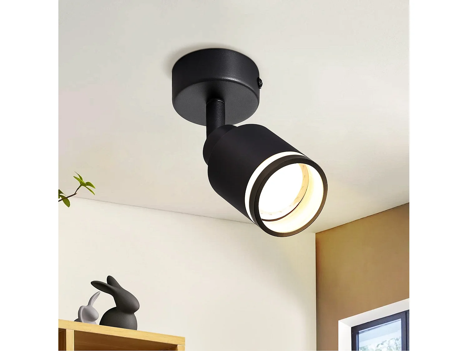 NETTLIFE Spot de plafond noir plafonnier moderne 1 ampoule orientables en métal GU10