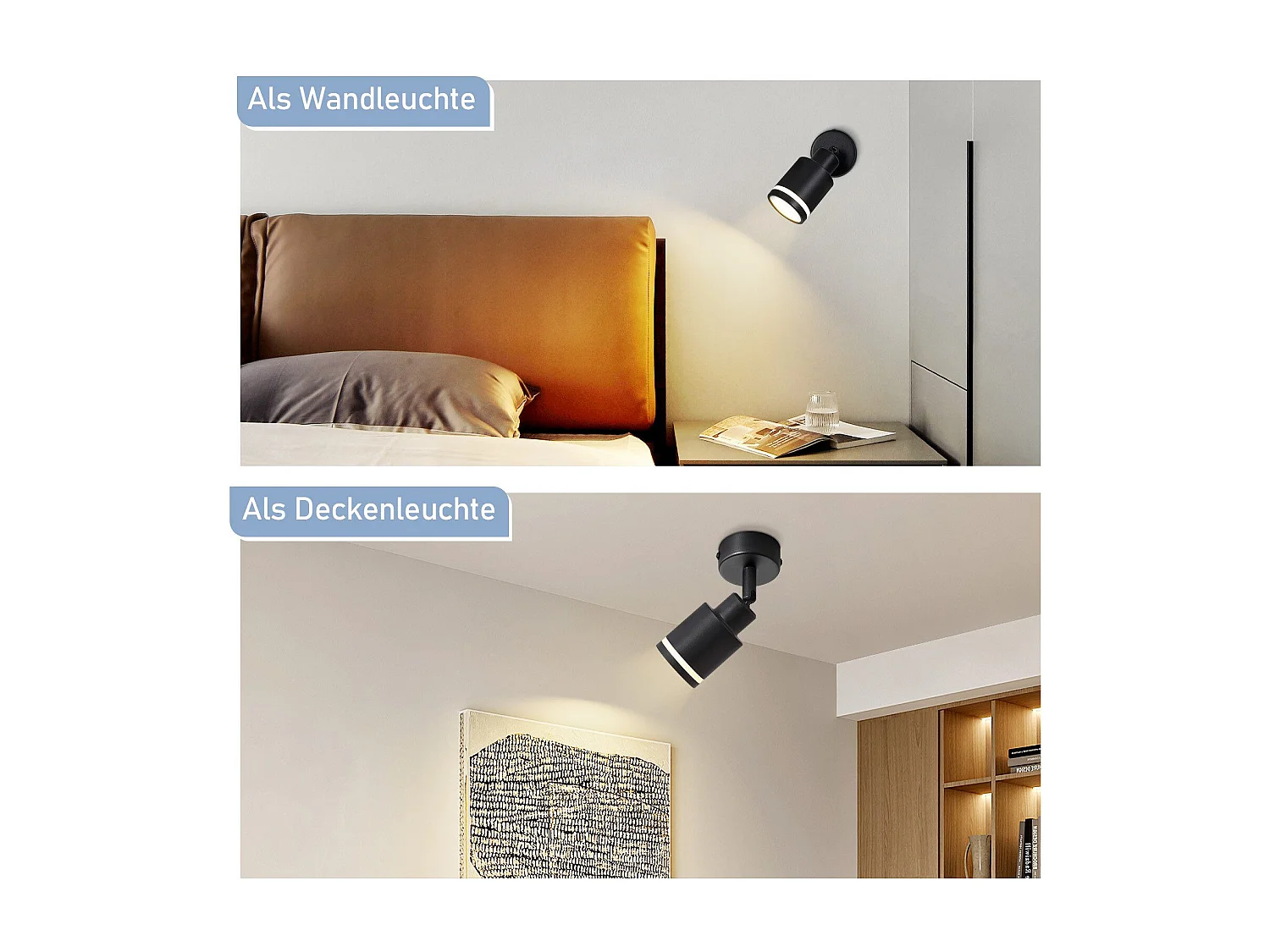 NETTLIFE Spot de plafond noir plafonnier moderne 1 ampoule orientables en métal GU10