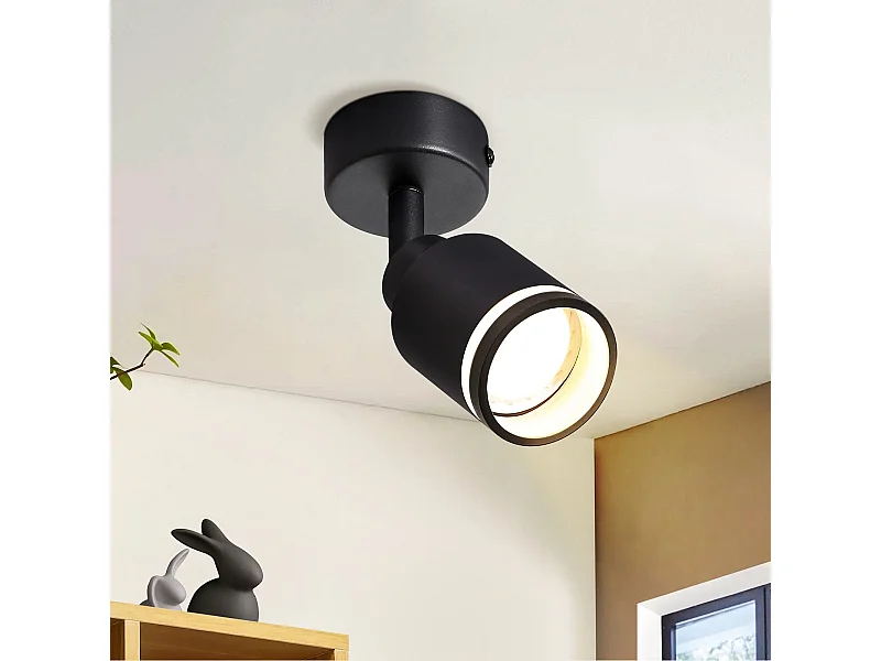NETTLIFE Opbouwspot GU10 Fitting 1-Lichts cilinder Zwart Moderne Plafondlamp L 6cm  355° kantelbaar Plafondspot voor Woonkamer Slaafkamer Gang Zonder Lichtborn