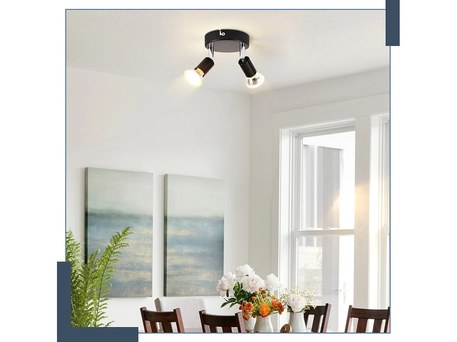 NETTLIFE Plafonnier LED GU10 -2 Spots de Plafond Ronde Moderne Spots de Plafond 350° pour Cuisines Couloir Chambre Salon - sans Ampoule Noir