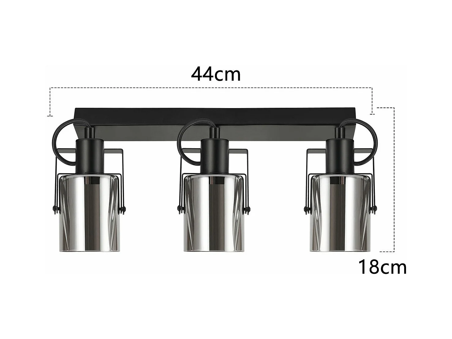 NETTLIFE Spot de plafond Spots de plafond noirs 3 ampoules orientable 350° E14 spots verre