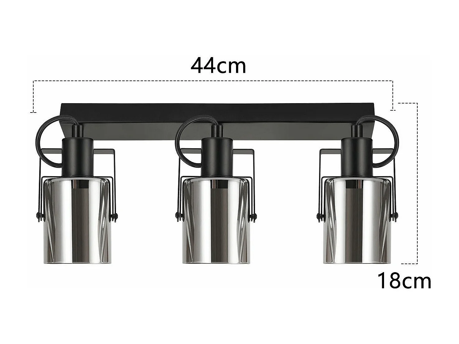 NETTLIFE Reflektor sufitowy Czarne reflektory sufitowe 3 żarówki z możliwością regulacji 350° Reflektory szklane E14