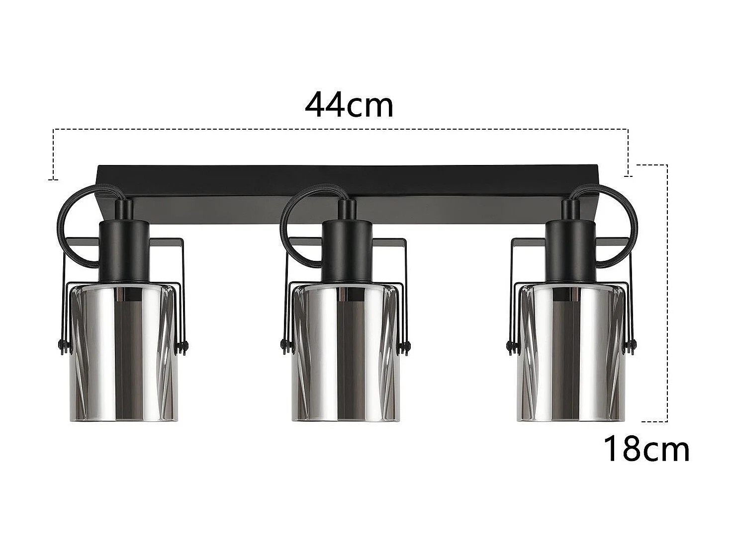 NETTLIFE Spot de plafond Spots de plafond noirs 3 ampoules orientable 350° E14 spots verre