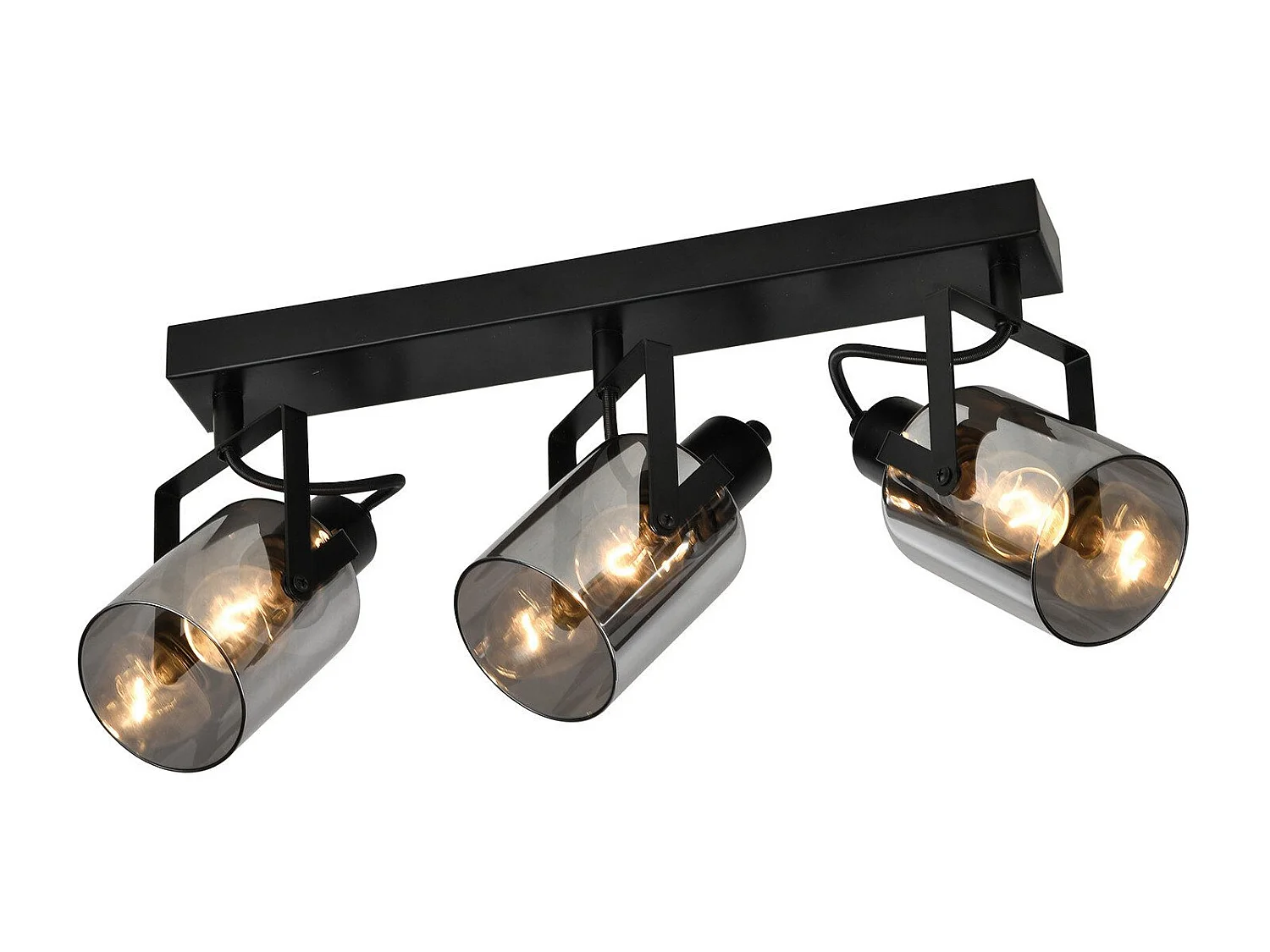 NETTLIFE Spot de plafond Spots de plafond noirs 3 ampoules orientable 350° E14 spots verre