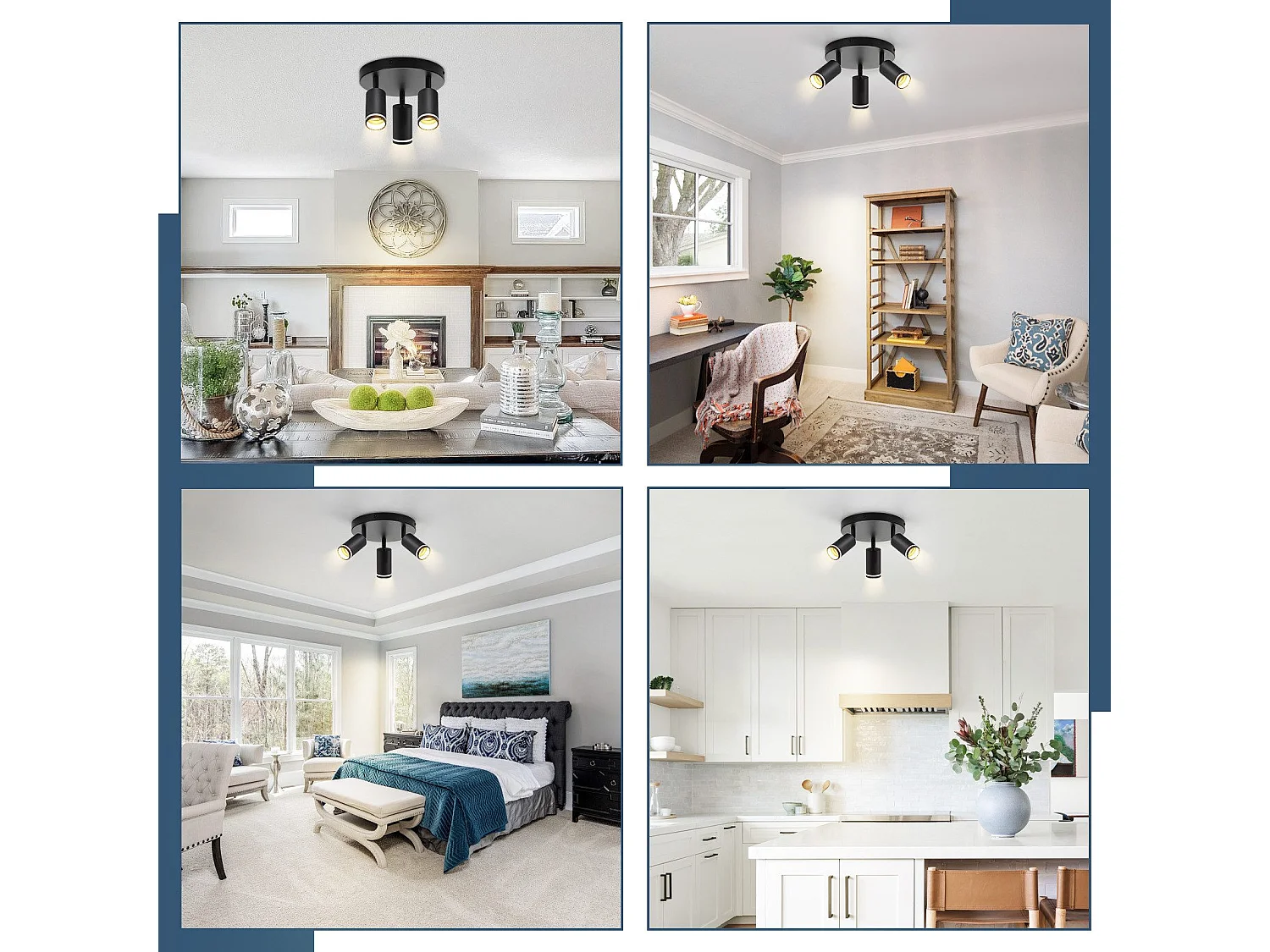 NETTLIFE Opbouwspot GU10 zwart L 20cm Moderne Plafondlamp 355° draaibaar Plafondspot 3-Lichts cilinder Lampkap voor Slaafkamer | Kantoor | Woonkamer Max.25W