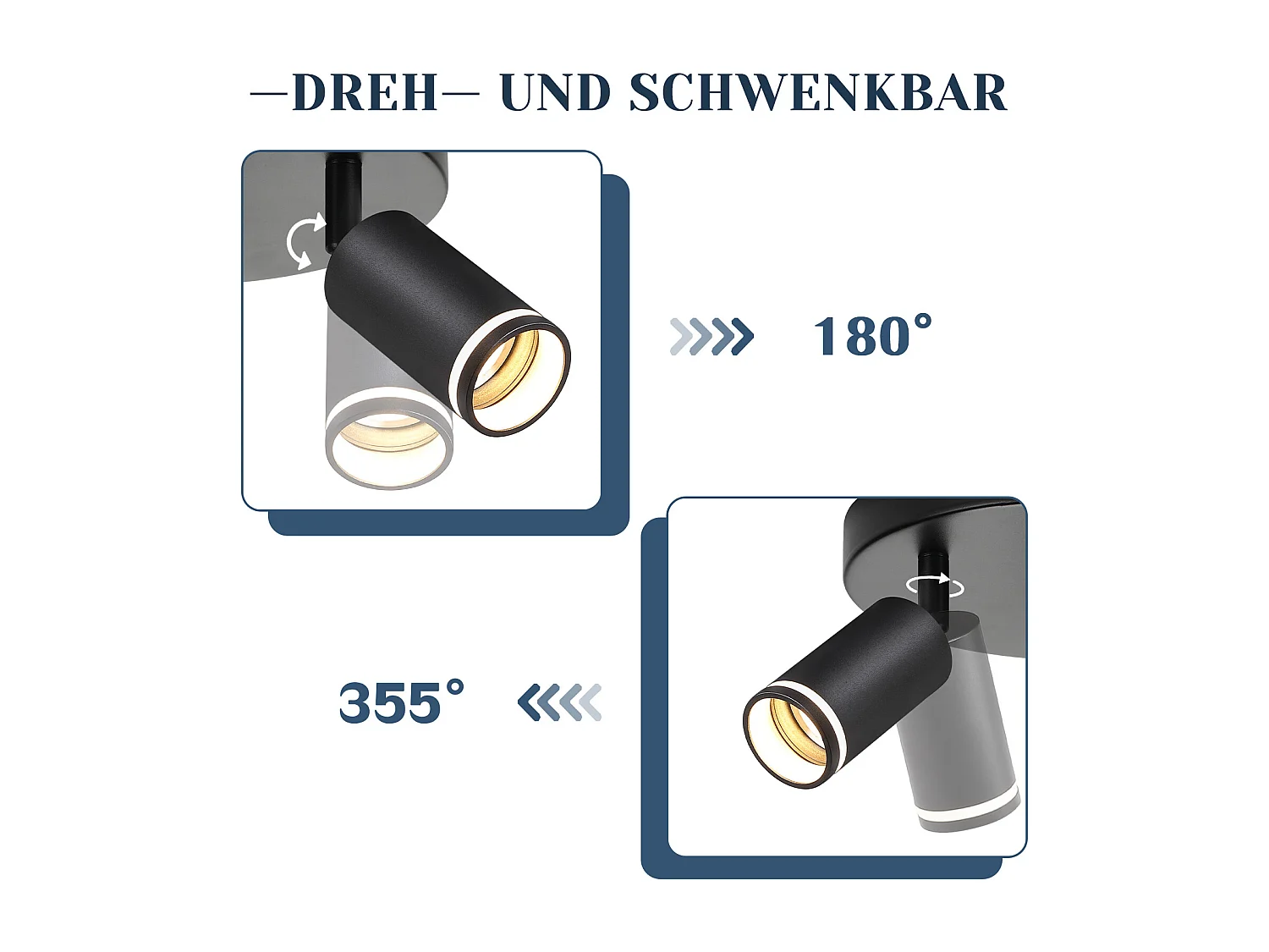 NETTLIFE Opbouwspot GU10 zwart L 20cm Moderne Plafondlamp 355° draaibaar Plafondspot 3-Lichts cilinder Lampkap voor Slaafkamer | Kantoor | Woonkamer Max.25W