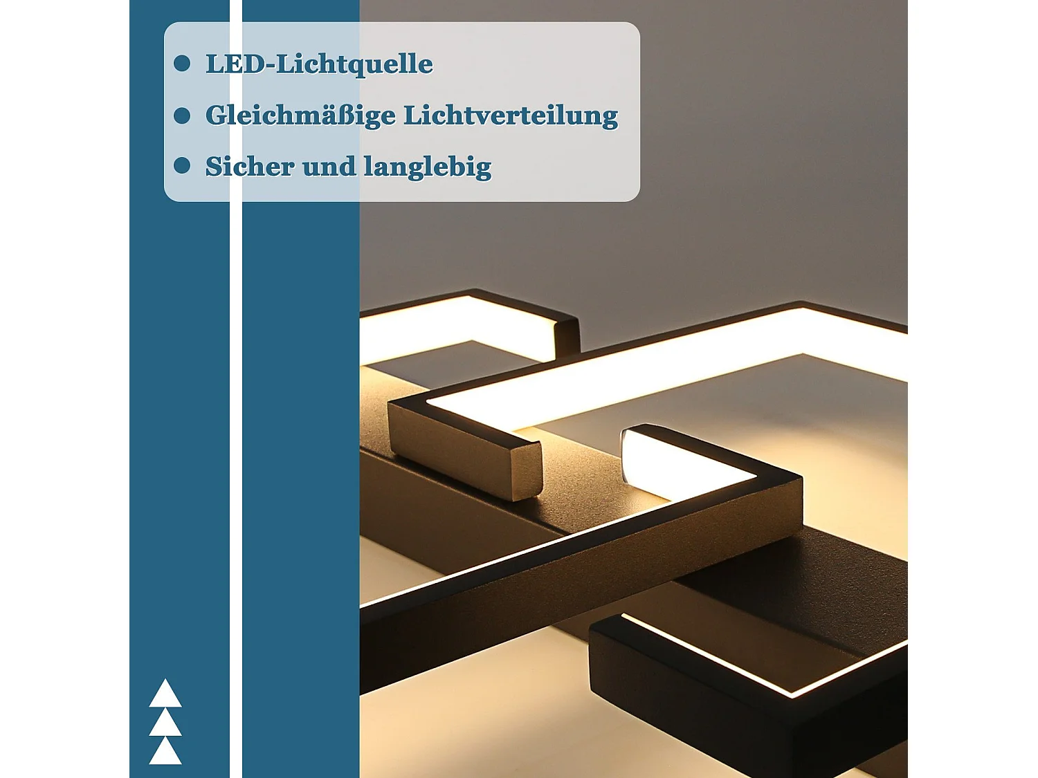 NETTLIFE Plafondlamp LED vierkant Zwart 30cm 2-Lichts 3000K Warm wit Licht Metaal Moderne Slaapkamerverlichting voor Keuken | Woonkamer | Hotel 19W