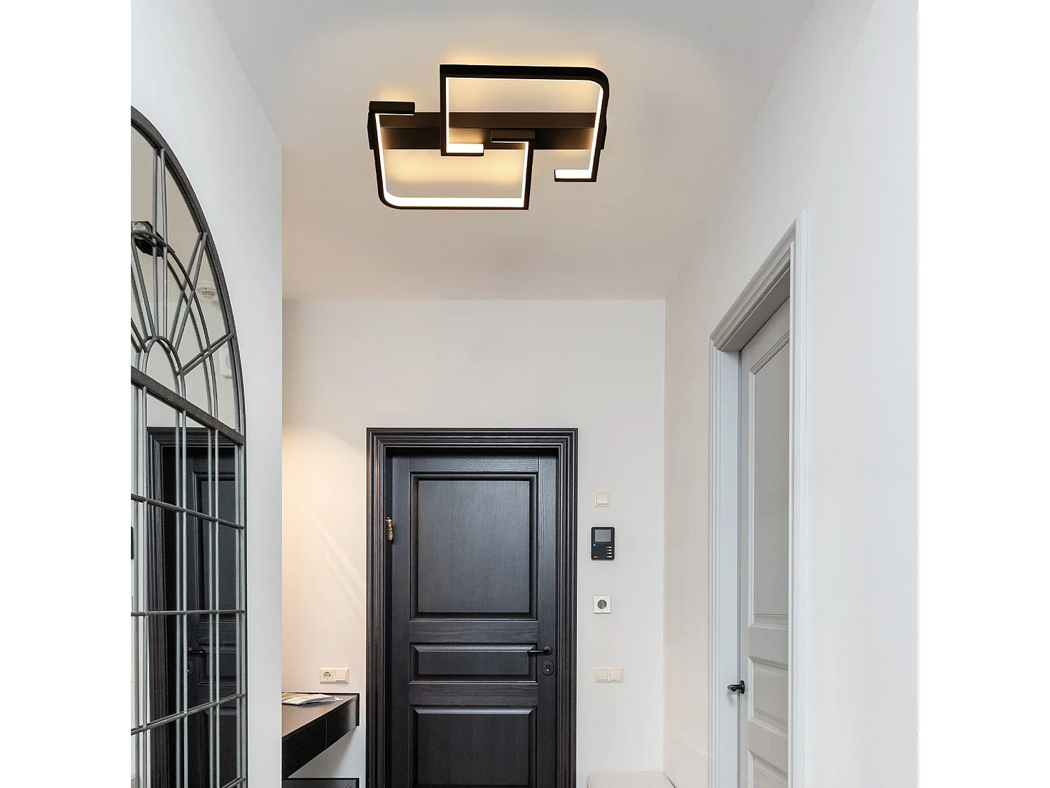 NETTLIFE Plafondlamp LED vierkant Zwart 30cm 2-Lichts 3000K Warm wit Licht Metaal Moderne Slaapkamerverlichting voor Keuken | Woonkamer | Hotel 19W