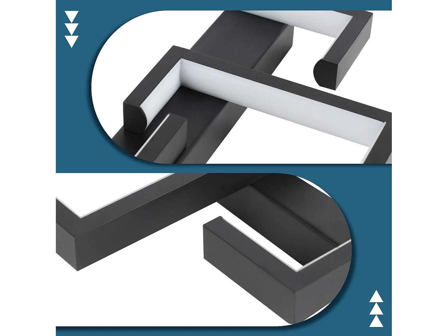 NETTLIFE Plafondlamp LED vierkant Zwart 30cm 2-Lichts 3000K Warm wit Licht Metaal Moderne Slaapkamerverlichting voor Keuken | Woonkamer | Hotel 19W