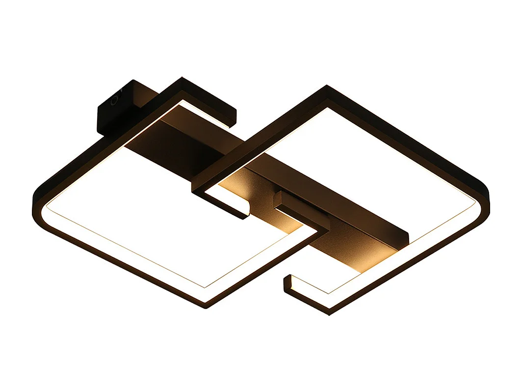 NETTLIFE Plafondlamp LED vierkant Zwart 30cm 2-Lichts 3000K Warm wit Licht Metaal Moderne Slaapkamerverlichting voor Keuken | Woonkamer | Hotel 19W