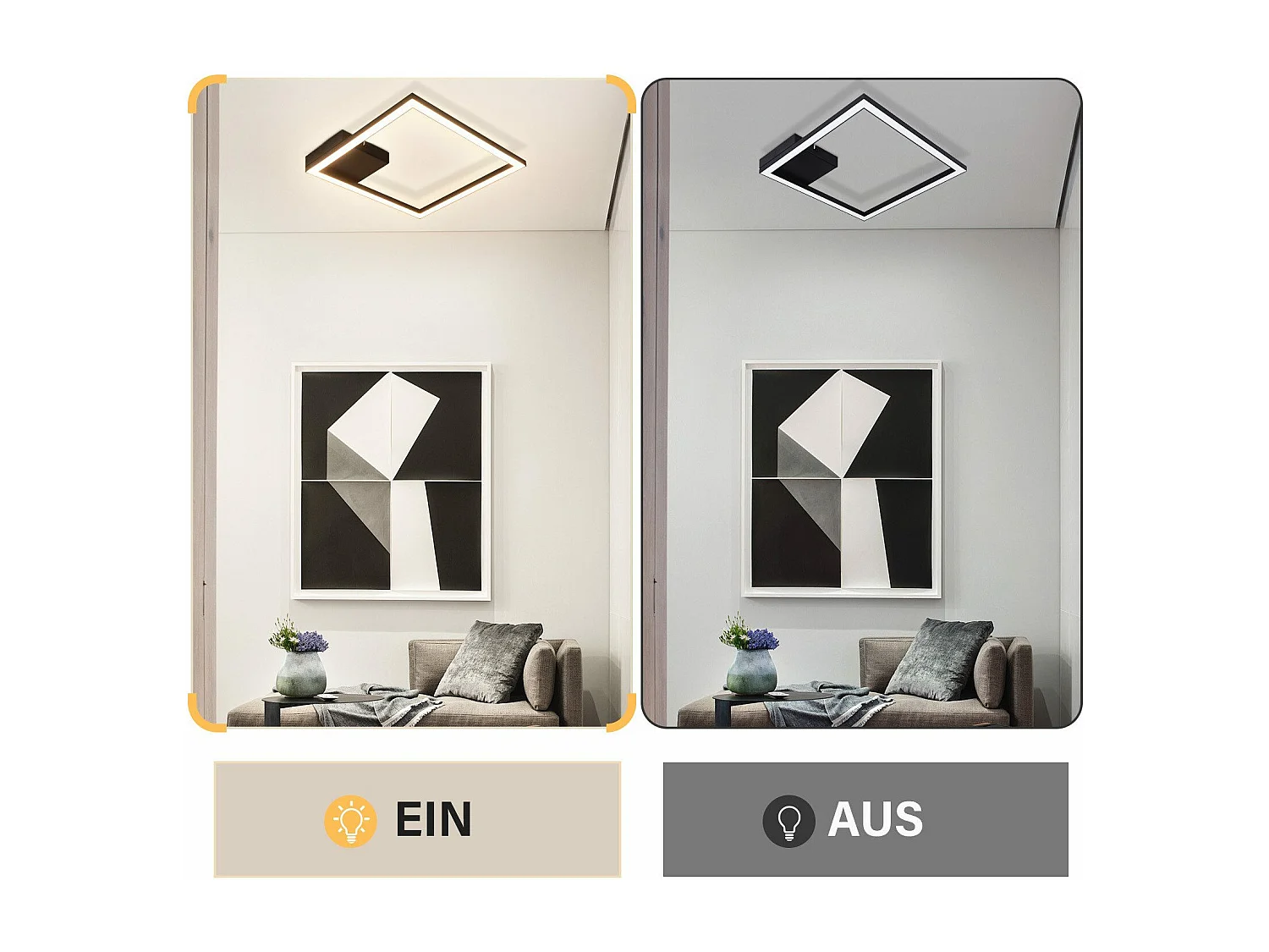 LED Deckenleuchte Warmweiß Moderne Flurlampe Schwarz 12w 3000k