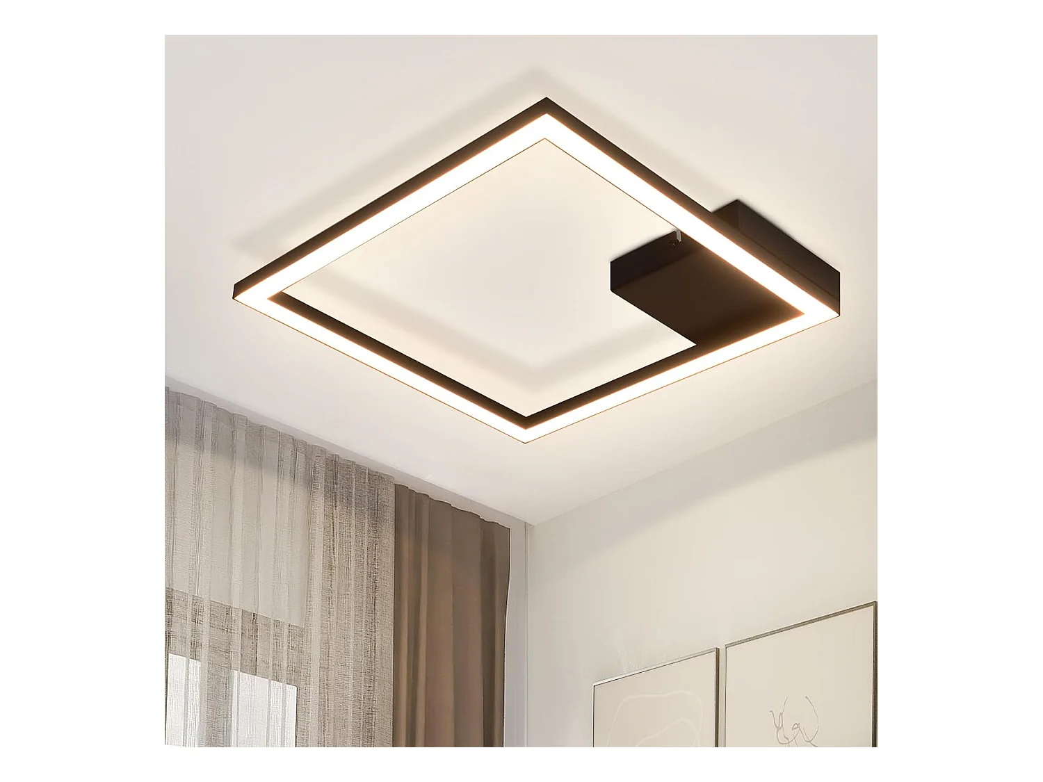 NETTLIFE plafonnier LED blanc chaud lampe de couloir moderne noir 12W 3000K