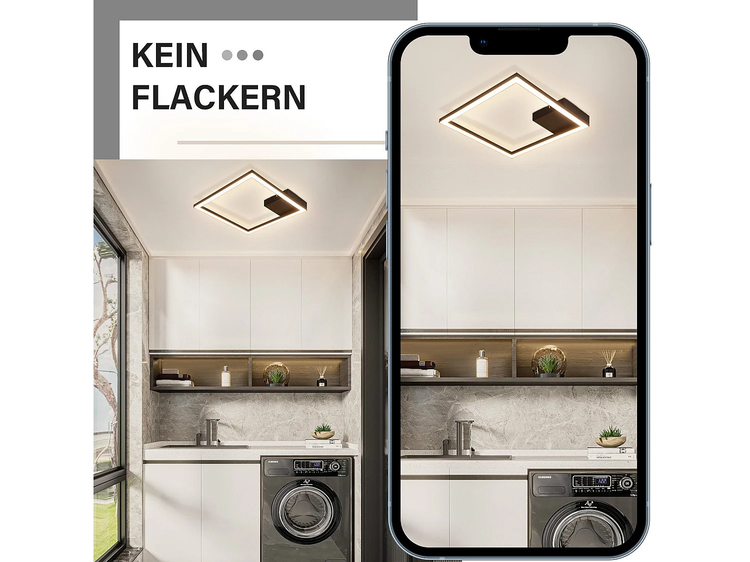 NETTLIFE Plafondlamp LED vierkant Zwart 1 Lichts 3000K Warm wit Licht modern Plafondverlichting 12W PC voor Woonkamer | Slaapkamer | Keuken | Gang 29cm