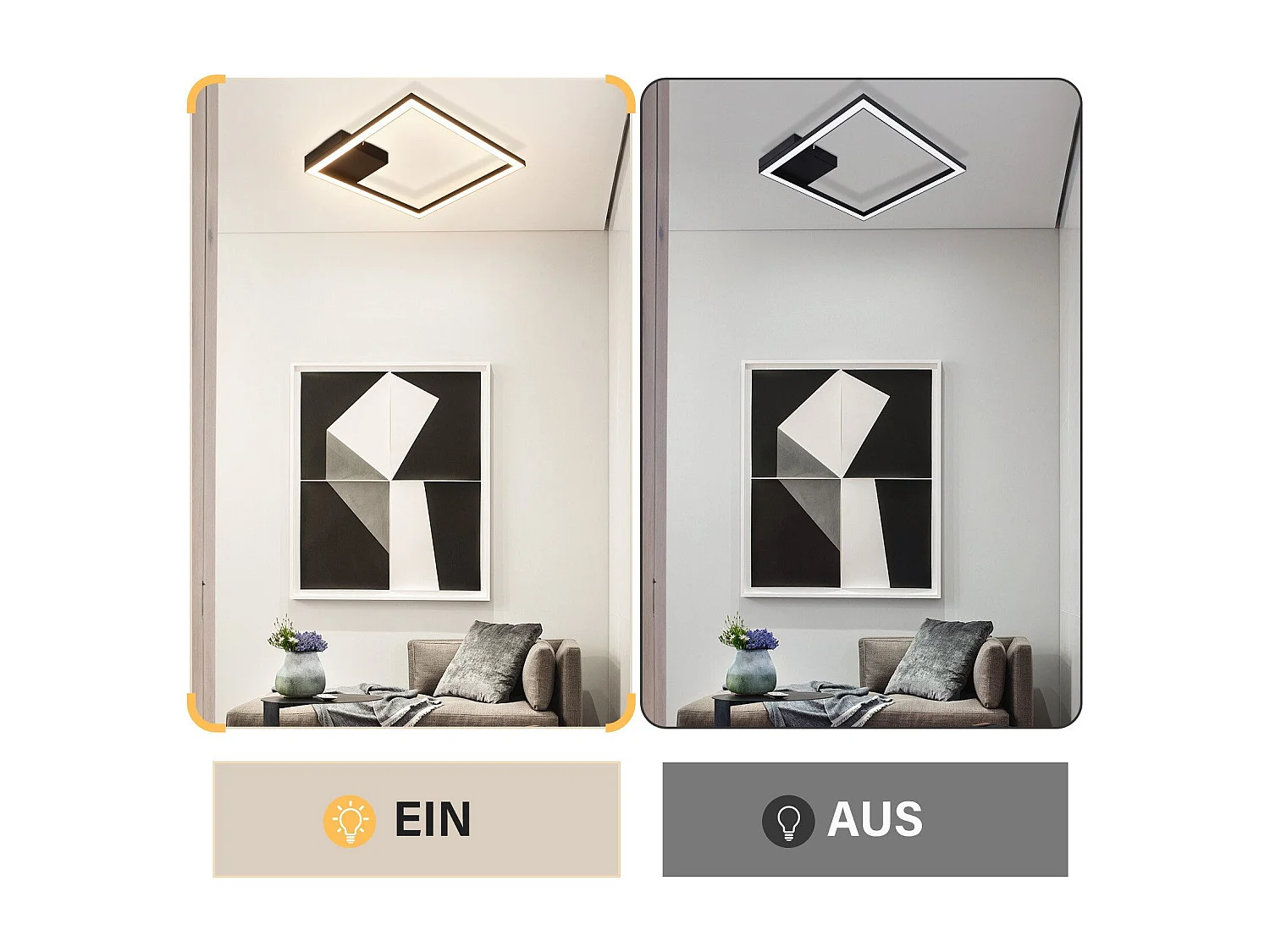 NETTLIFE Plafondlamp LED vierkant Zwart 1 Lichts 3000K Warm wit Licht modern Plafondverlichting 12W PC voor Woonkamer | Slaapkamer | Keuken | Gang 29cm