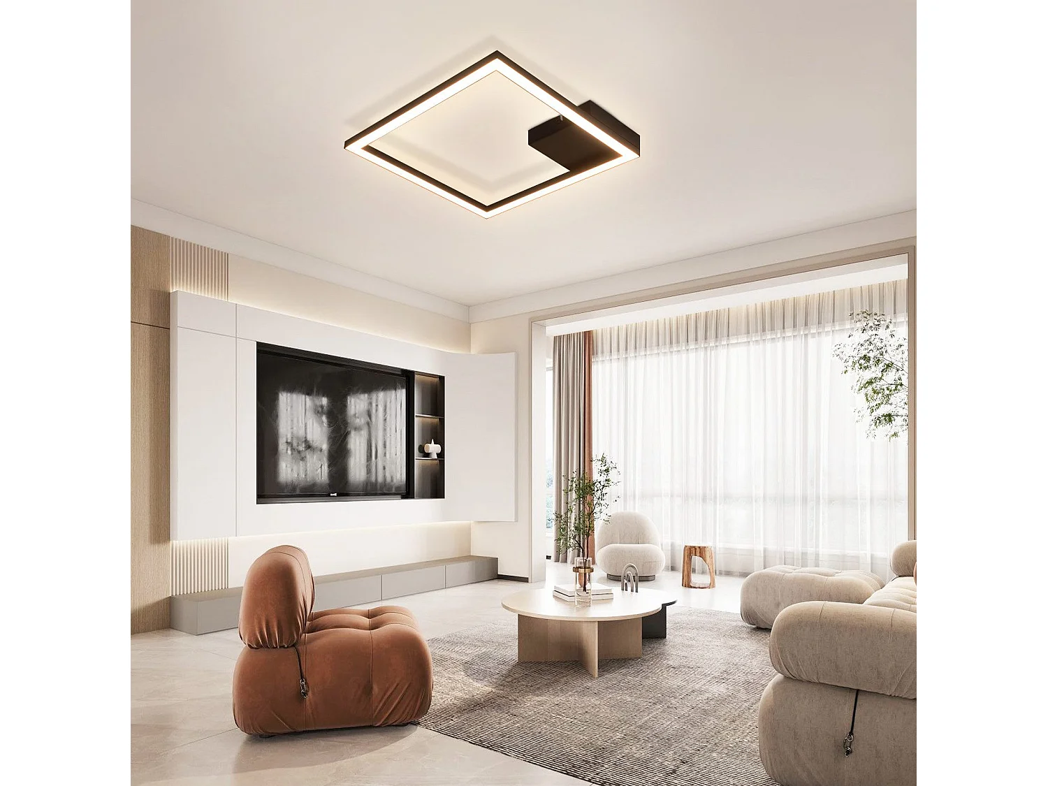 NETTLIFE plafonnier LED blanc chaud lampe de couloir moderne noir 12W 3000K