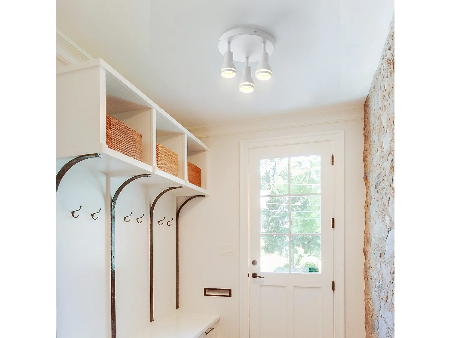 NETTLIFE Plafonnier Blanc moderne : 3 spots de plafond orientables en métal, plafonnier GU10, pour chambre, salle à manger, sans ampoule