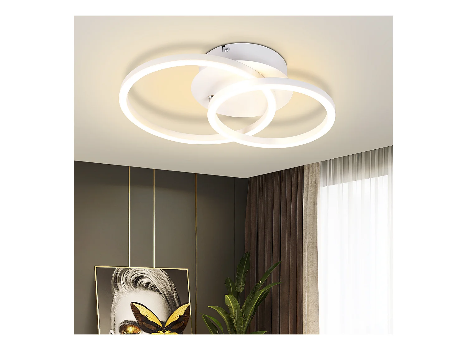 NETTLIFE LED plafondlamp 2 ringen wit draaibaar modern rond design 24W 3000K