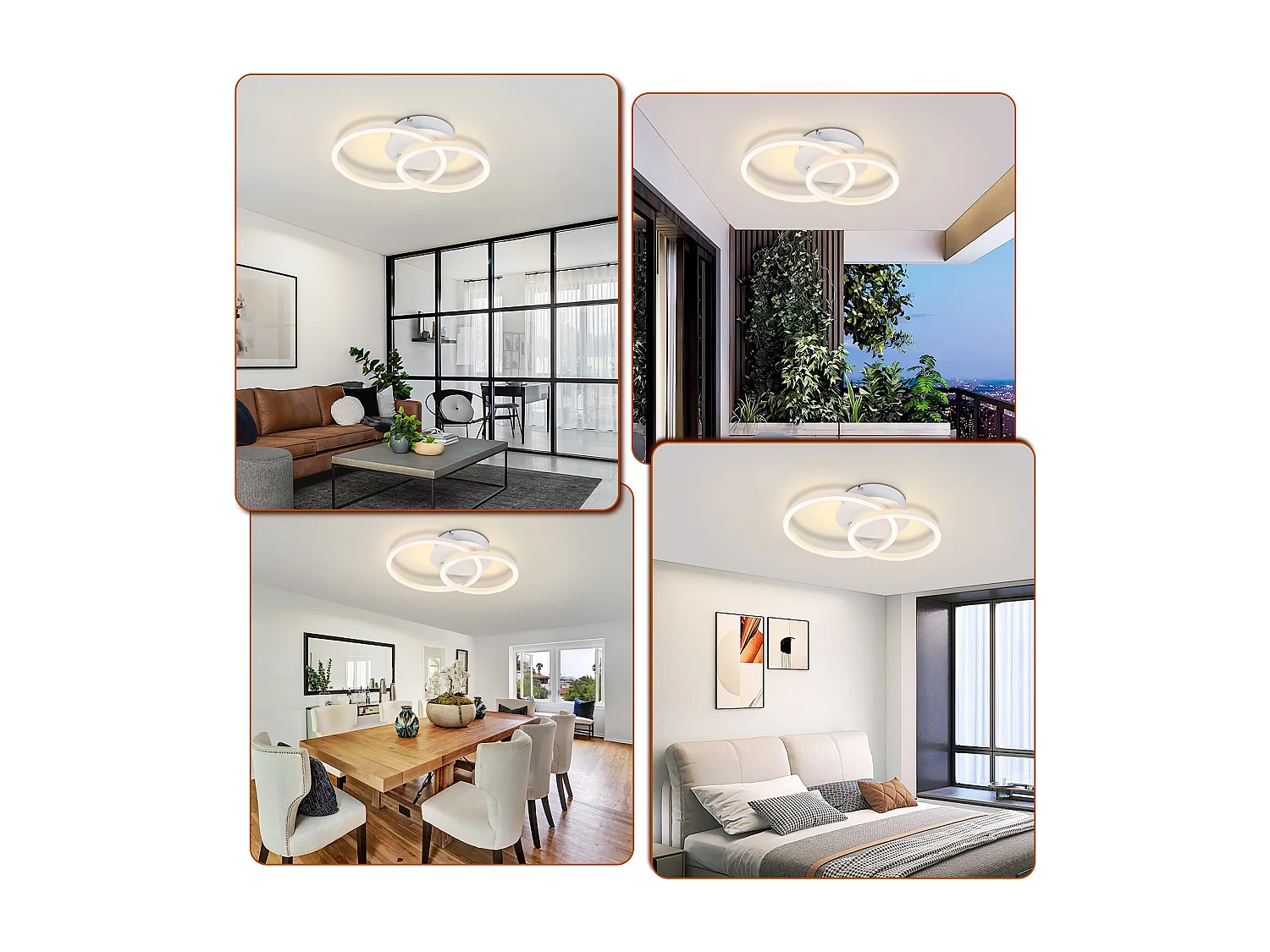 NETTLIFE LED plafondlamp 2 ringen wit draaibaar modern rond design 24W 3000K