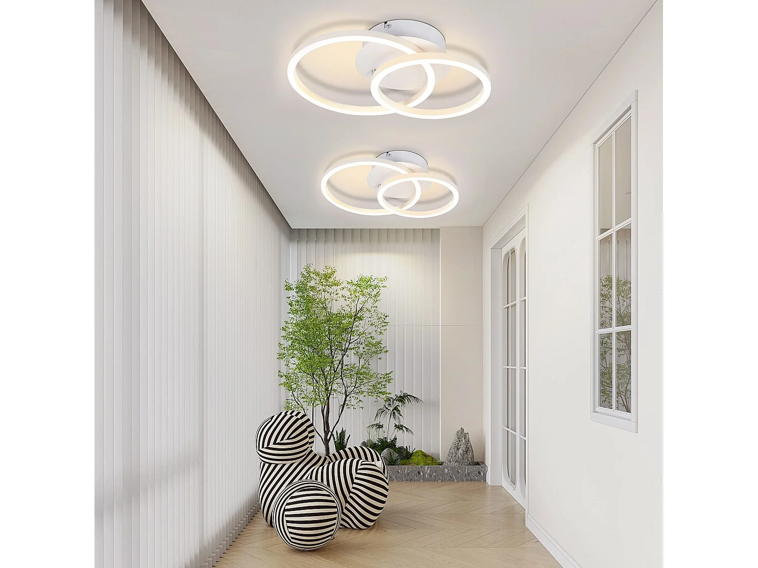 NETTLIFE LED plafondlamp 2 ringen wit draaibaar modern rond design 24W 3000K