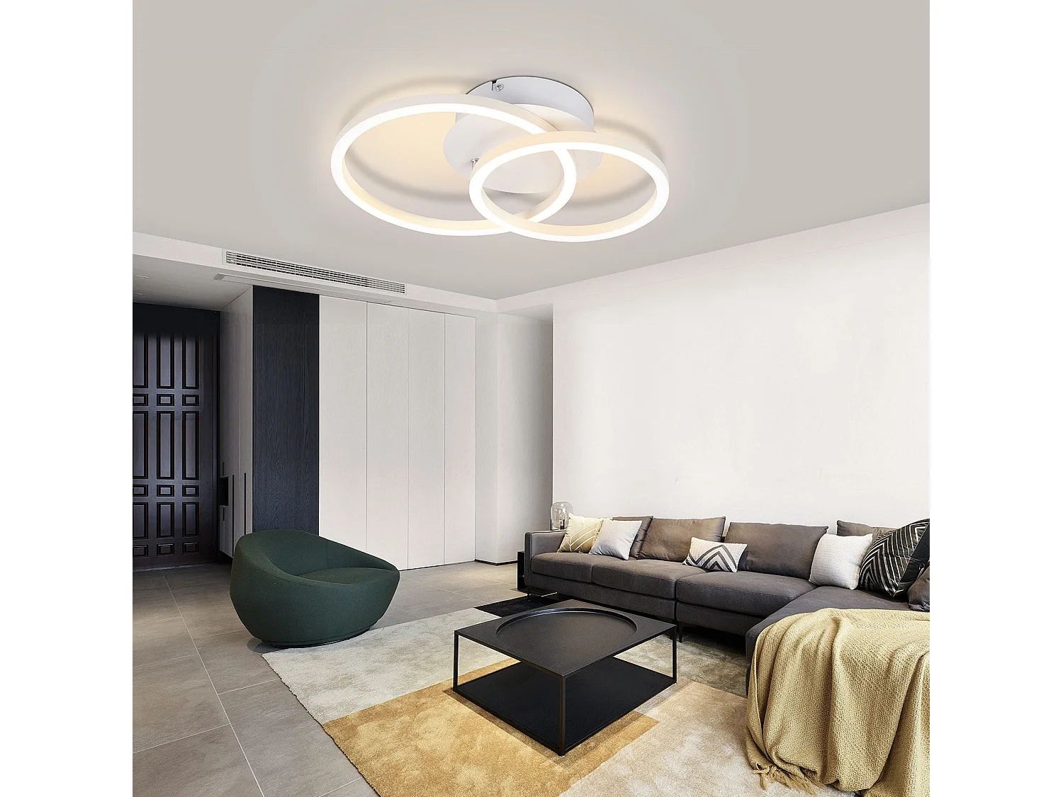 NETTLIFE LED plafondlamp 2 ringen wit draaibaar modern rond design 24W 3000K