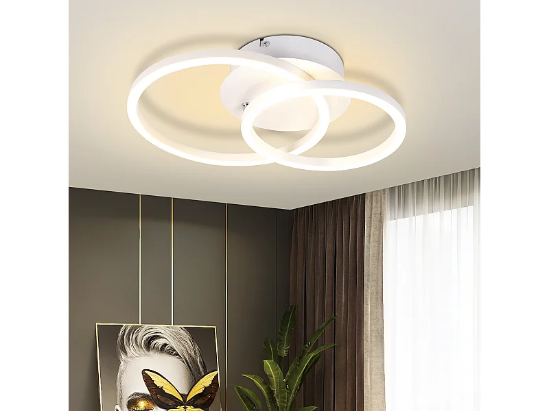 NETTLIFE LED plafondlamp 2 ringen wit draaibaar modern rond design 24W 3000K