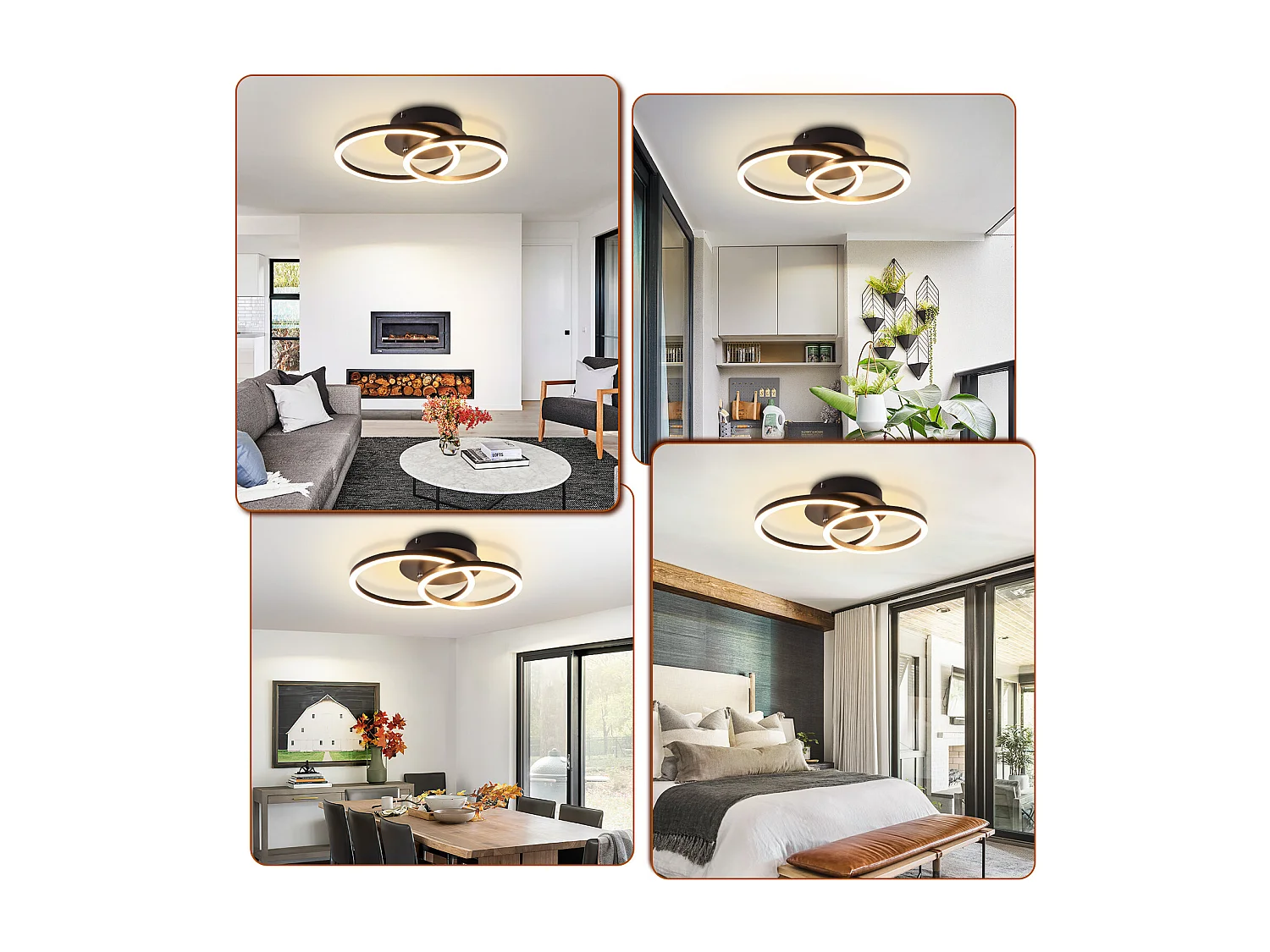 NETTLIFE LED Plafondlamp 24W Modern Design Rond Warm Wit 3000K Zwart 2 Ringen