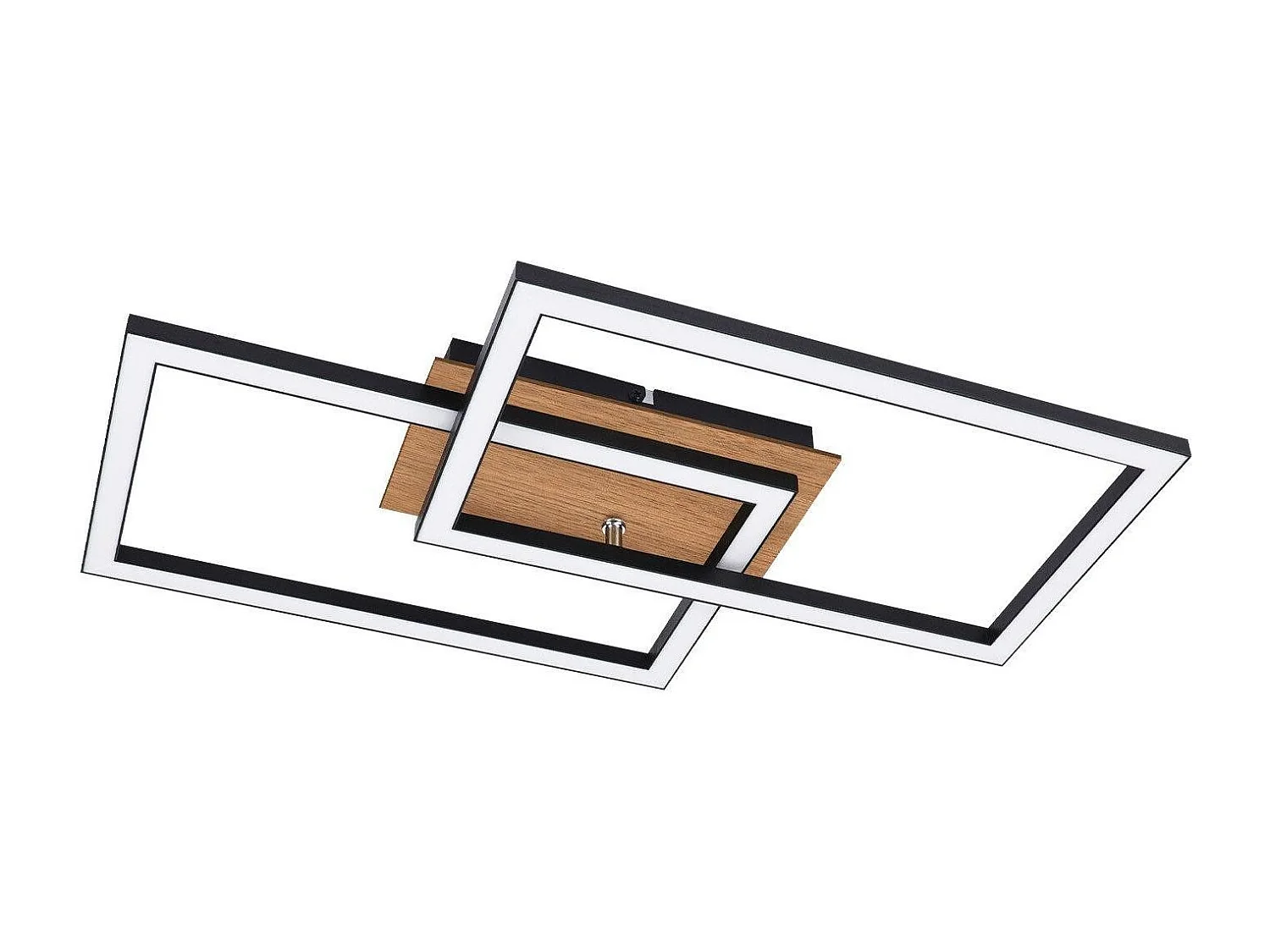 NETTLIFE Plafonnier LED Moderne Plafonnier Bois 3000K Blanc Chaud Noir Rectangle Design 24W