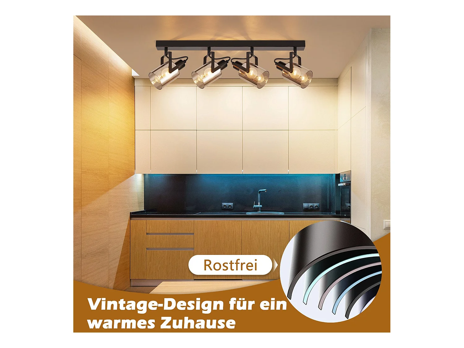 Schwarzer Deckenstrahler 4-flammig 350° verstellbar Deckenleuchte Industrial Vintage E14