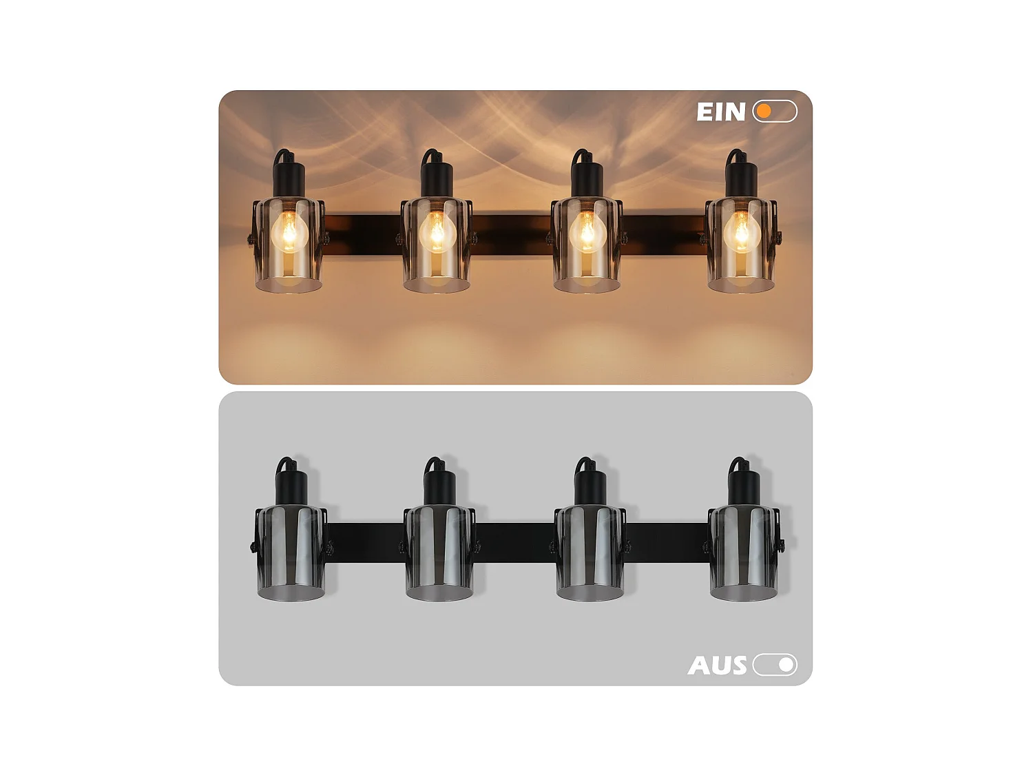 NETTLIFE Spot de plafond noirs 4 ampoules Plafonnier orientable 350° industriel vintage E14