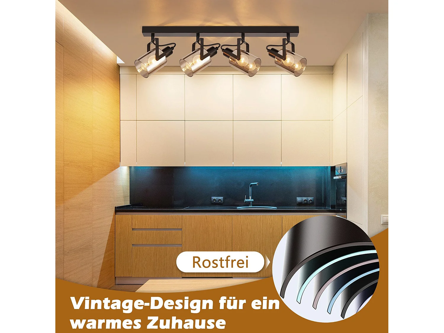 NETTLIFE Spot de plafond noirs 4 ampoules Plafonnier orientable 350° industriel vintage E14