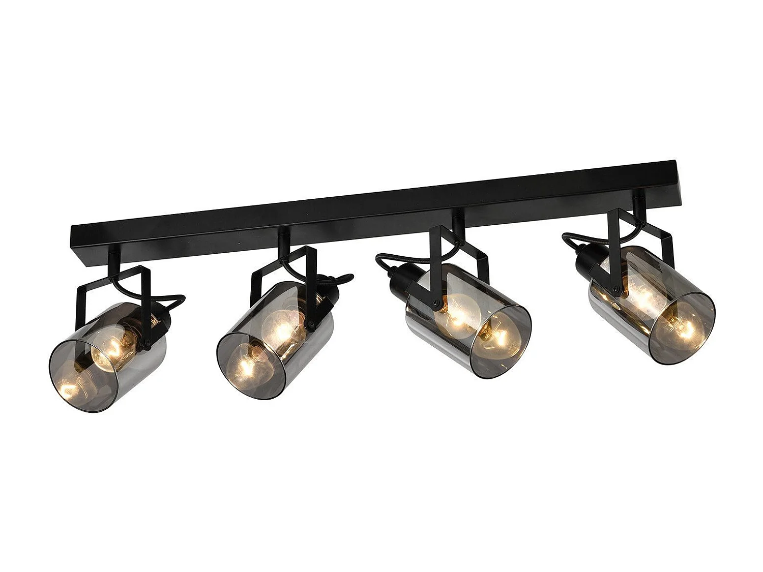 NETTLIFE Spot de plafond noirs 4 ampoules Plafonnier orientable 350° industriel vintage E14