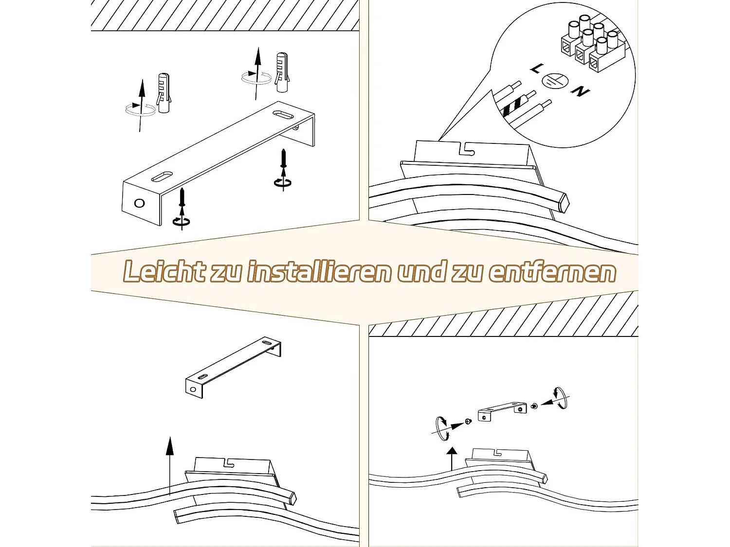 NETTLIFE foco LED de techo de 12W, madera, 3000K, luz blanca cálida, diseño moderno, metal negro.