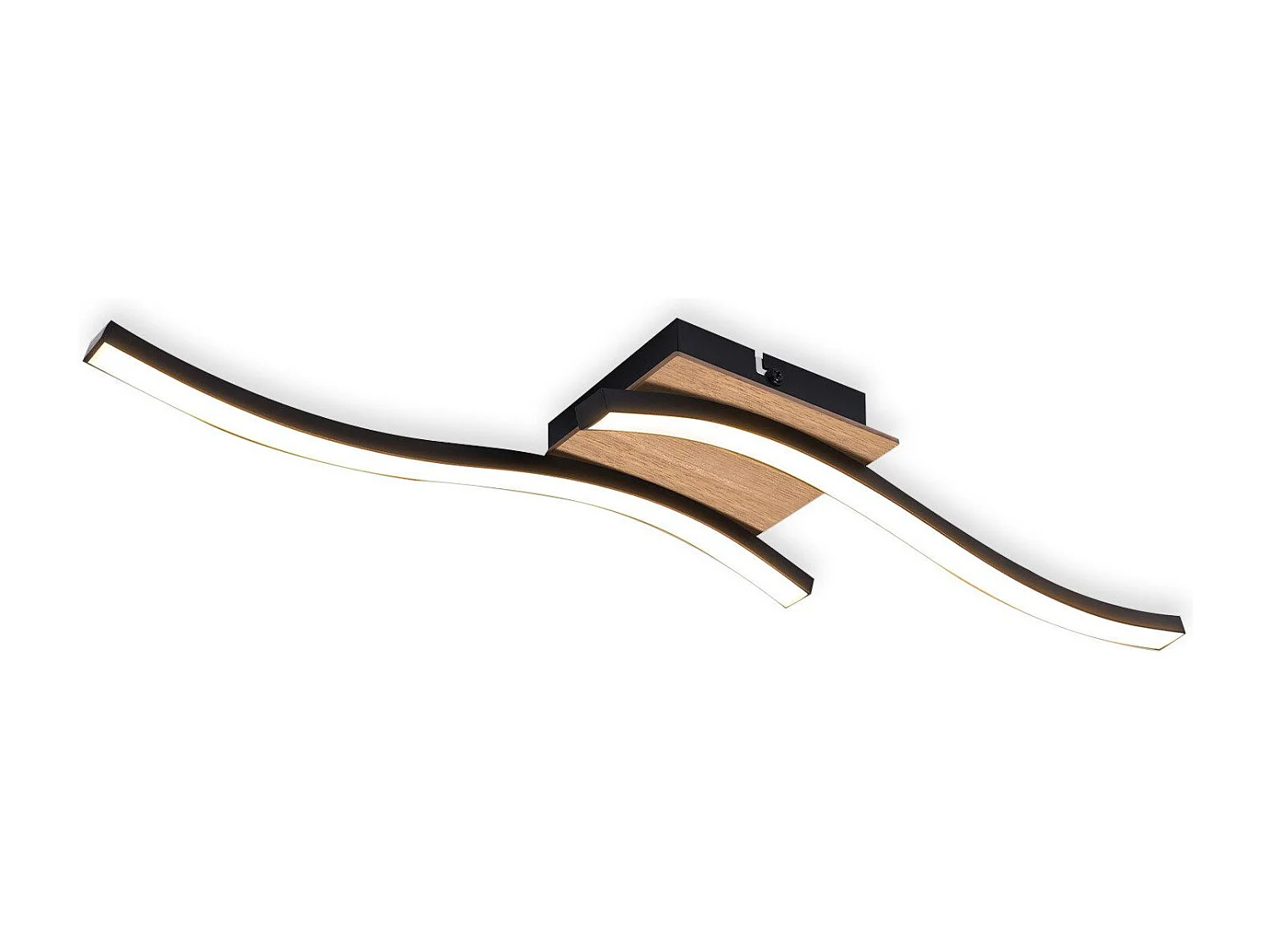 NETTLIFE plafonnier LED 12W bois 3000K blanc chaud design moderne métal noir