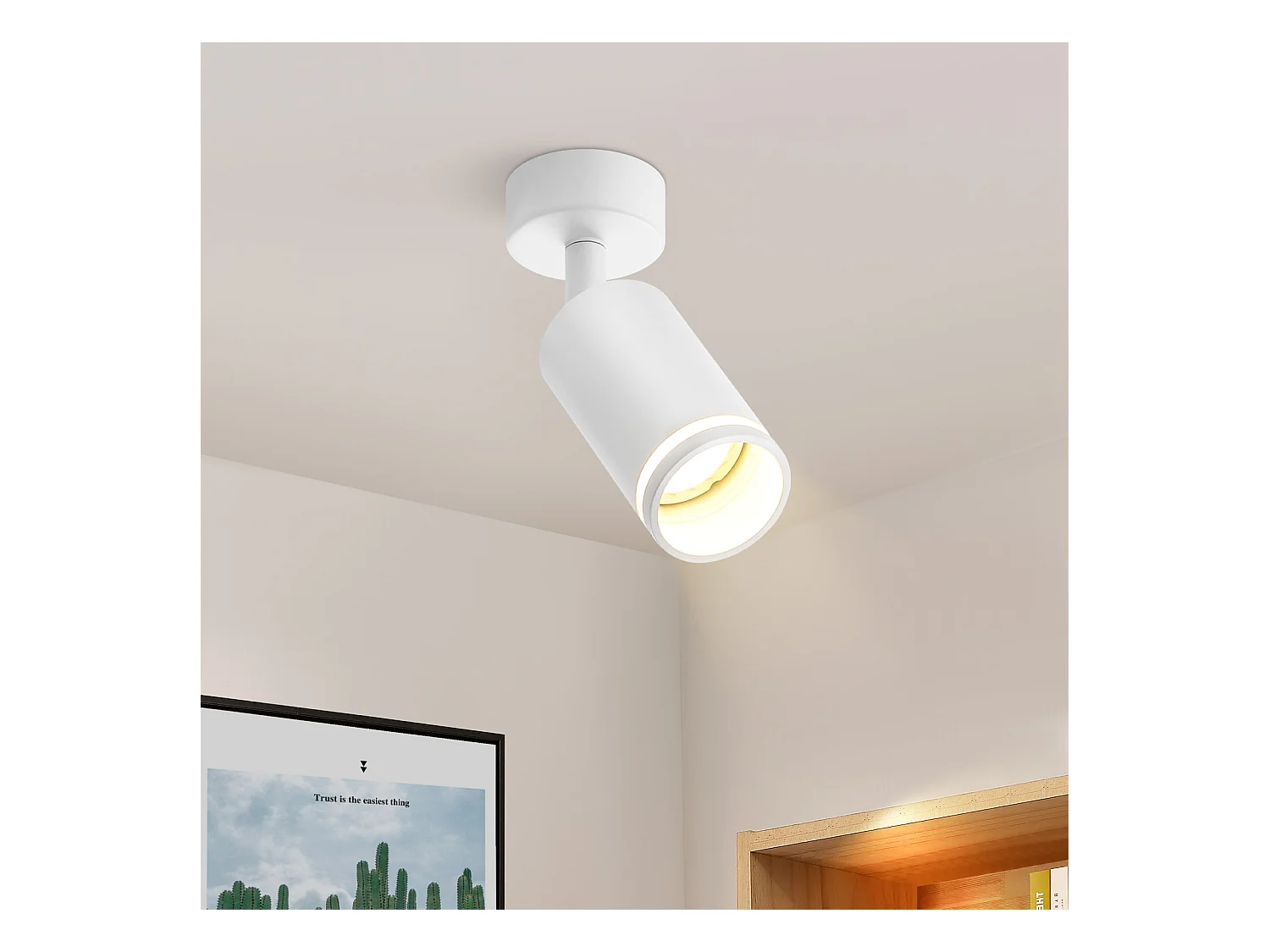 NETTLIFE Spot de plafond blanc 1 ampoulemoderne GU10 orientables intérieur métal