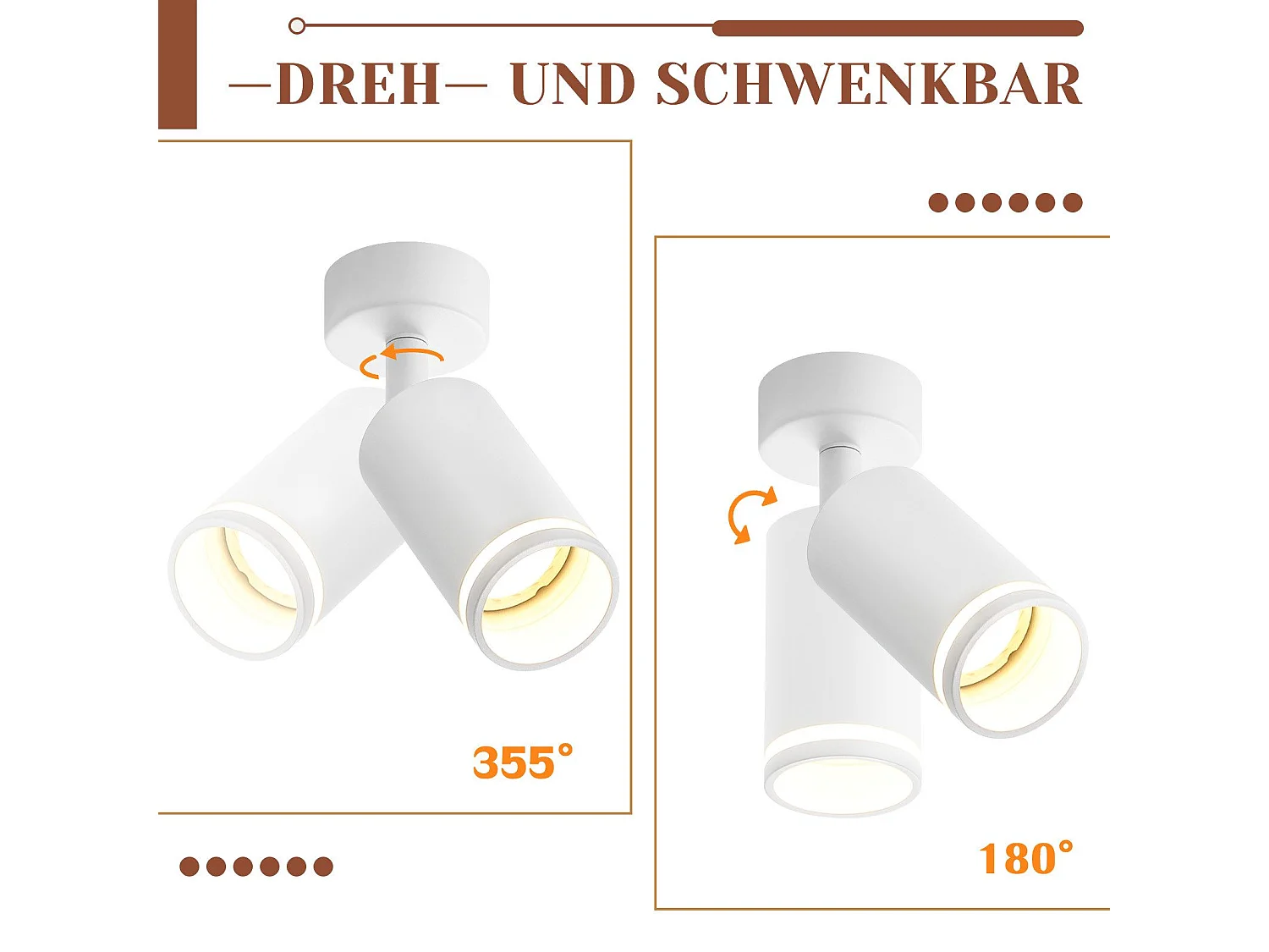 Weißer Deckenstrahler 1 Glühbirne Modern Gu10 Verstellbar Innen Metall