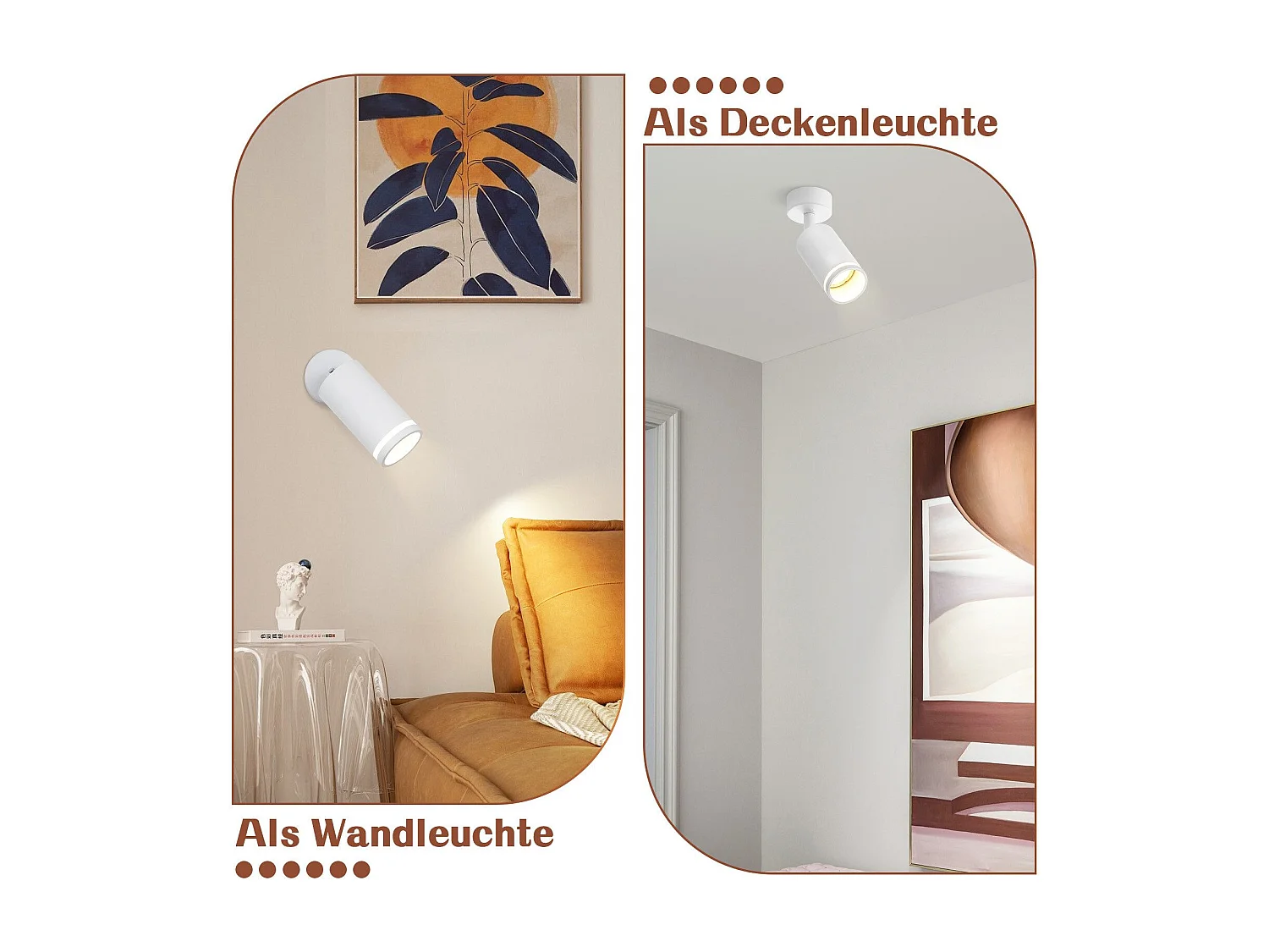 Weißer Deckenstrahler 1 Glühbirne Modern Gu10 Verstellbar Innen Metall